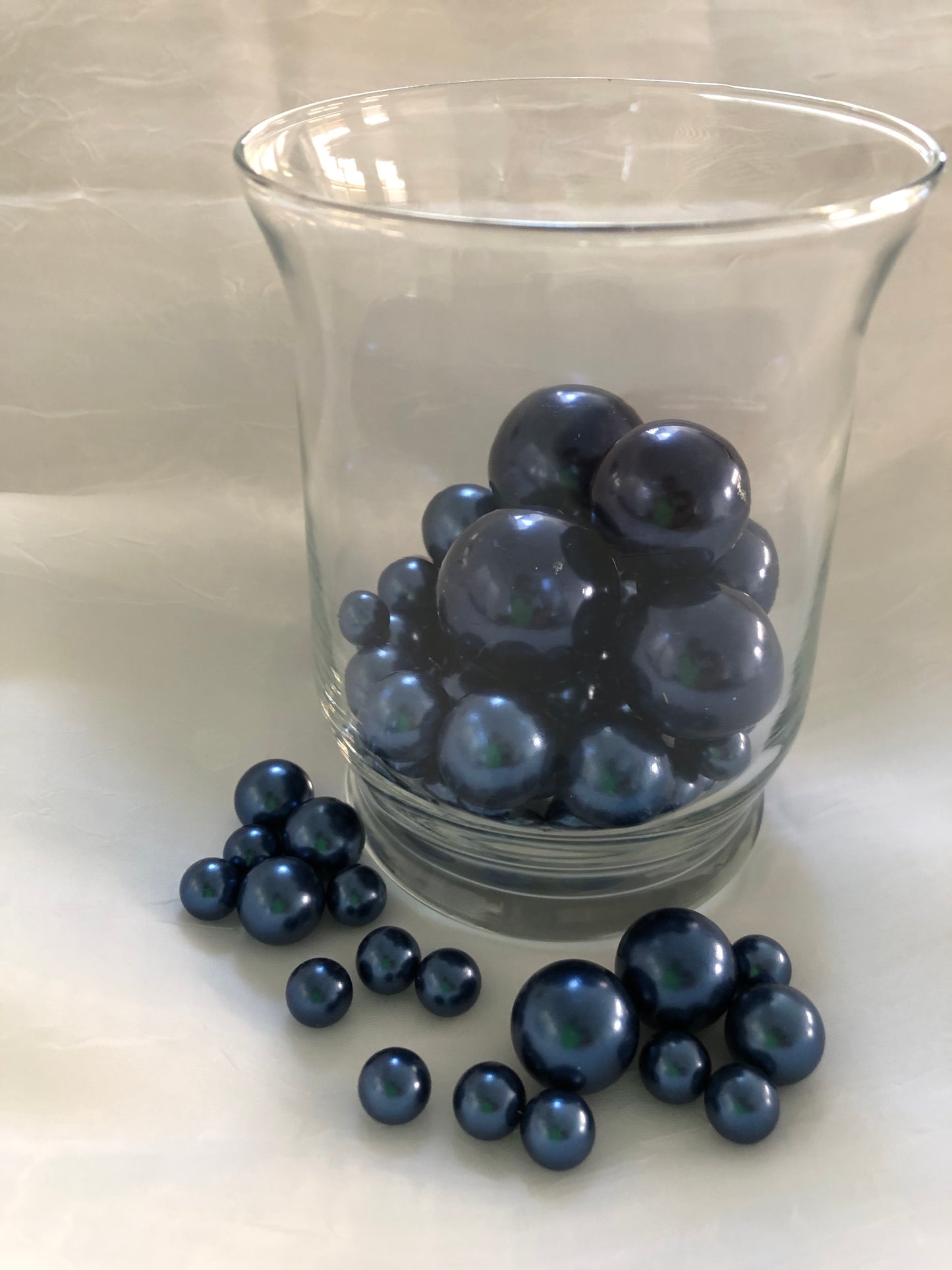 Navy Blue Vase Filler Pearls, Floating Pearl Centerpiece, Table Scatters