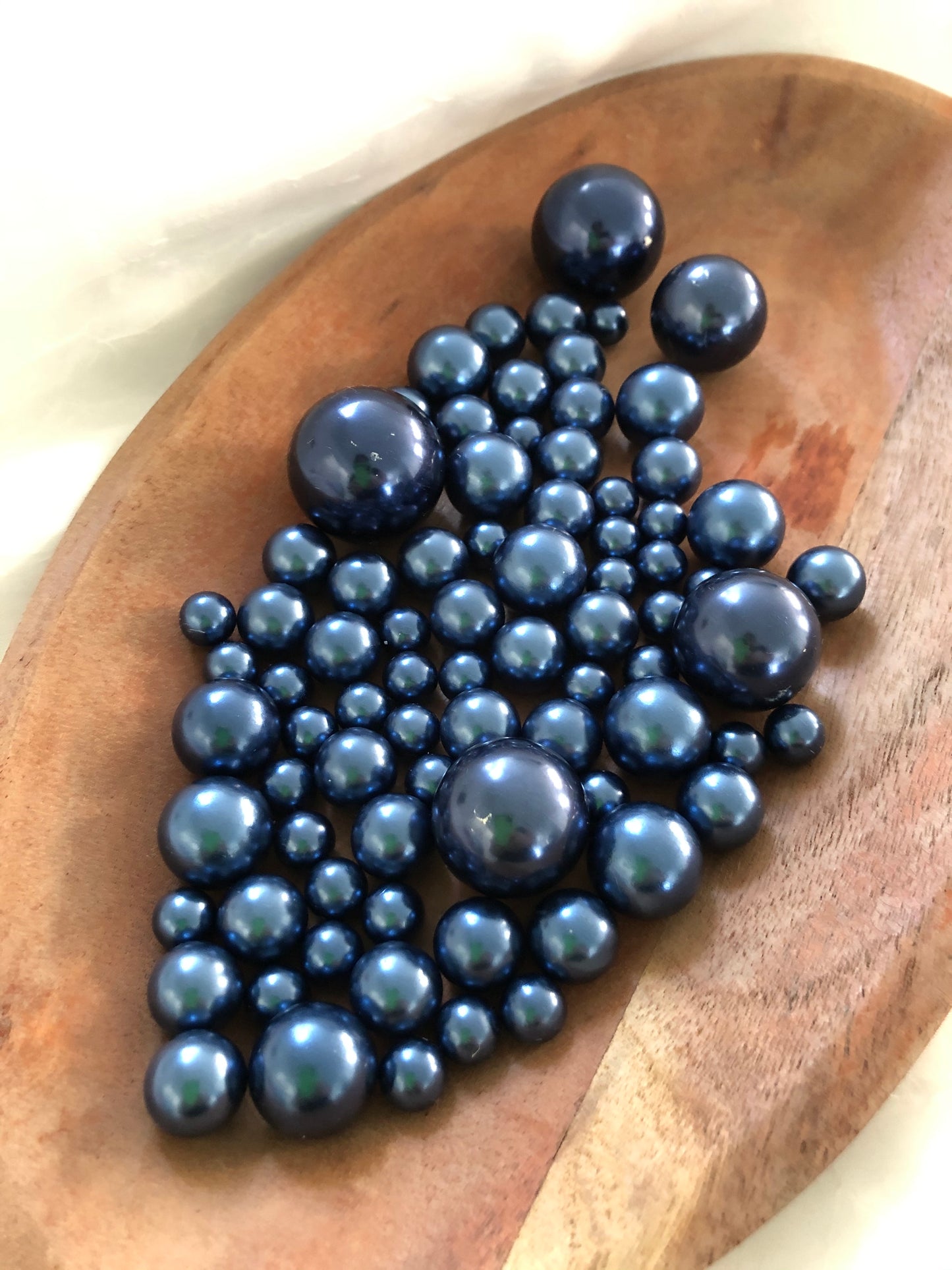 Navy Blue Vase Filler Pearls, Floating Pearl Centerpiece, Table Scatters