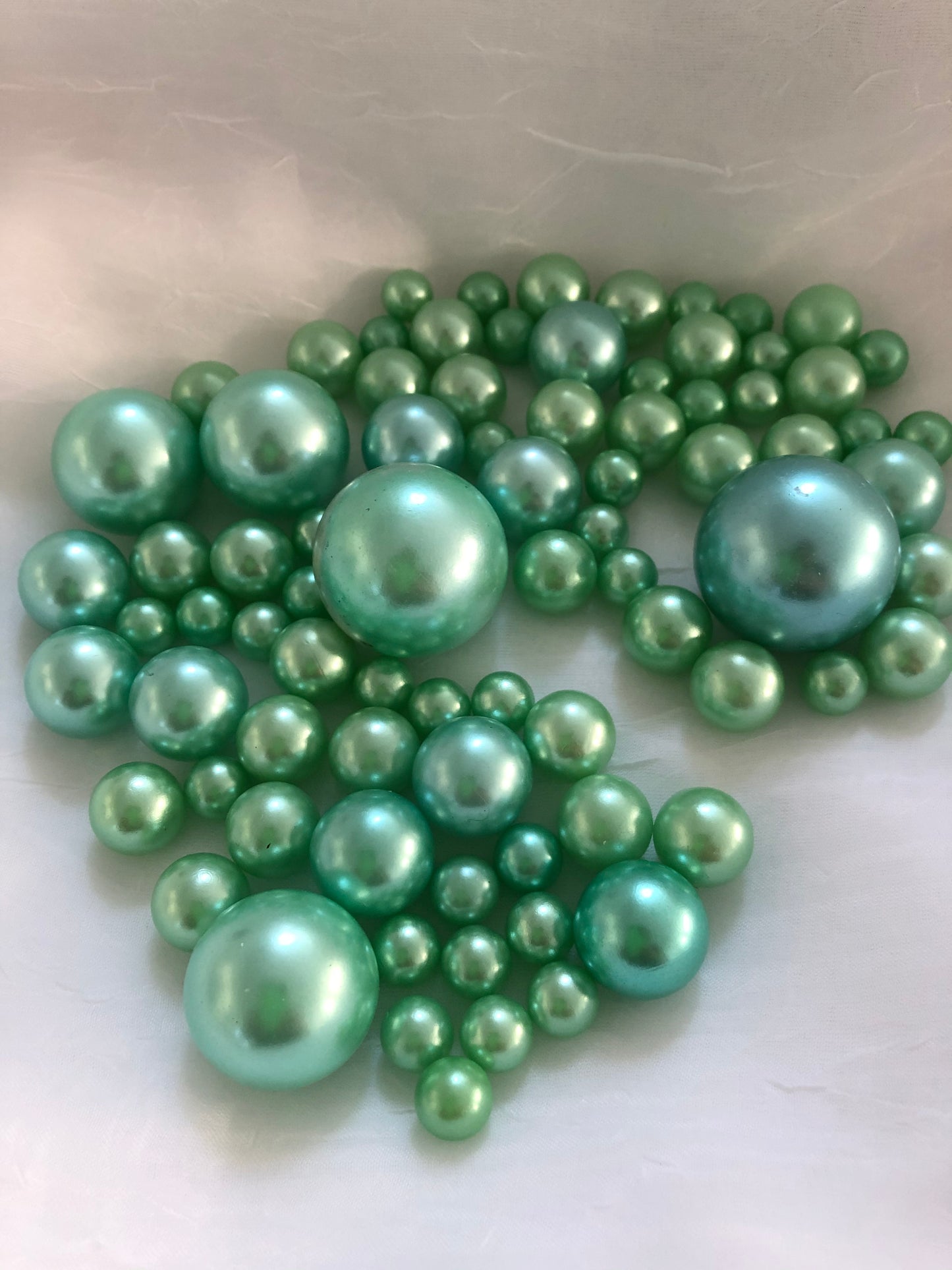 Seafoam Green Vase filler pearls, floating pearl centerpiece, table scatters