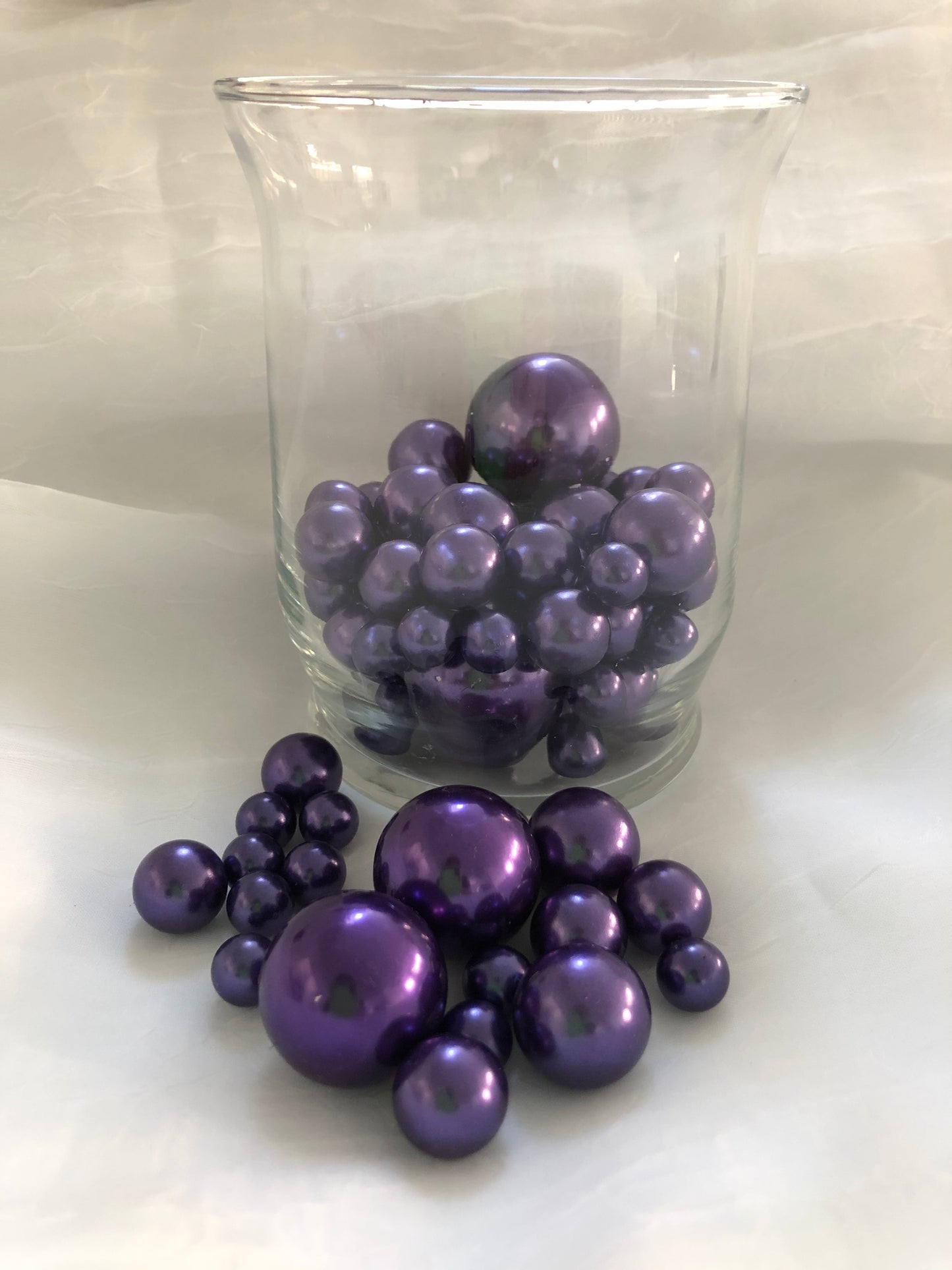 Purple Vase Filler Pearls, Floating Pearl Centerpiece, Table Scatters, No Hole Pearls