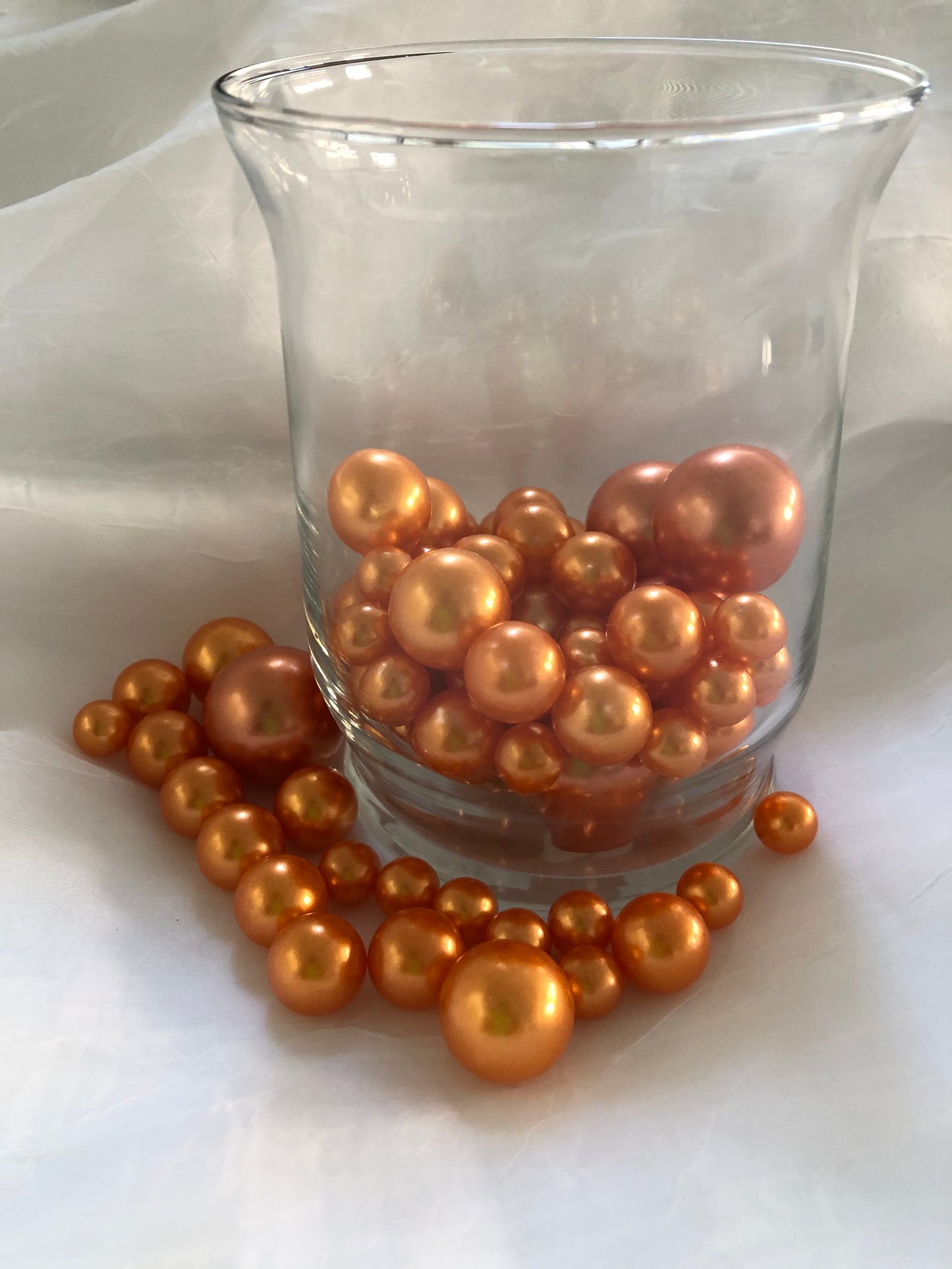 Orange Vase Filler Pearls, Floating Pearl Centerpiece, Table Scatters