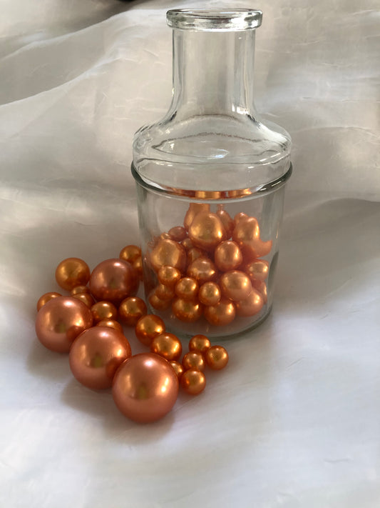 Orange Vase Filler Pearls, Floating Pearl Centerpiece, Table Scatters