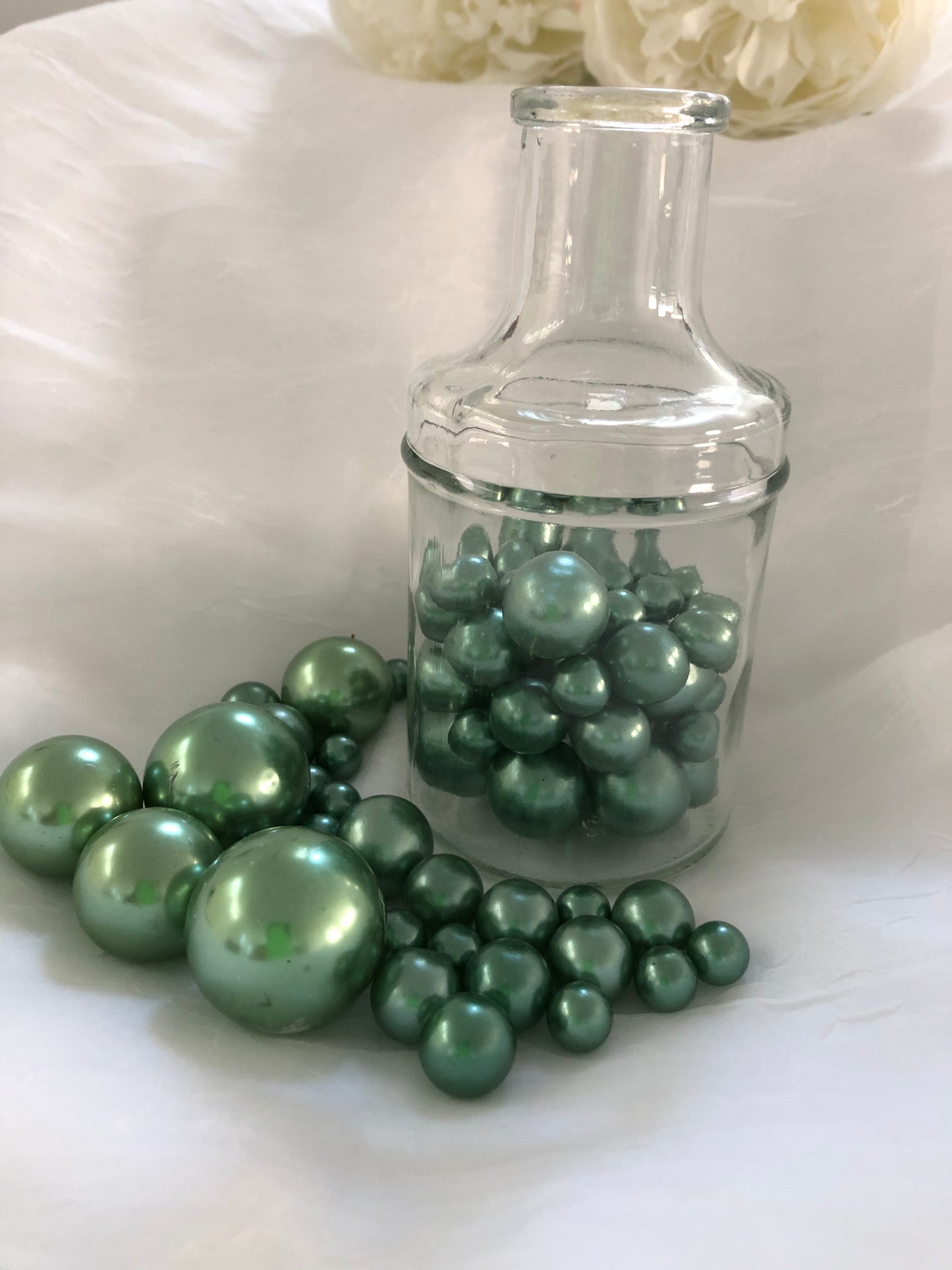 Sage Green Pearls For Floating Pearl Centerpieces, Vase Fillers, Table Confetti