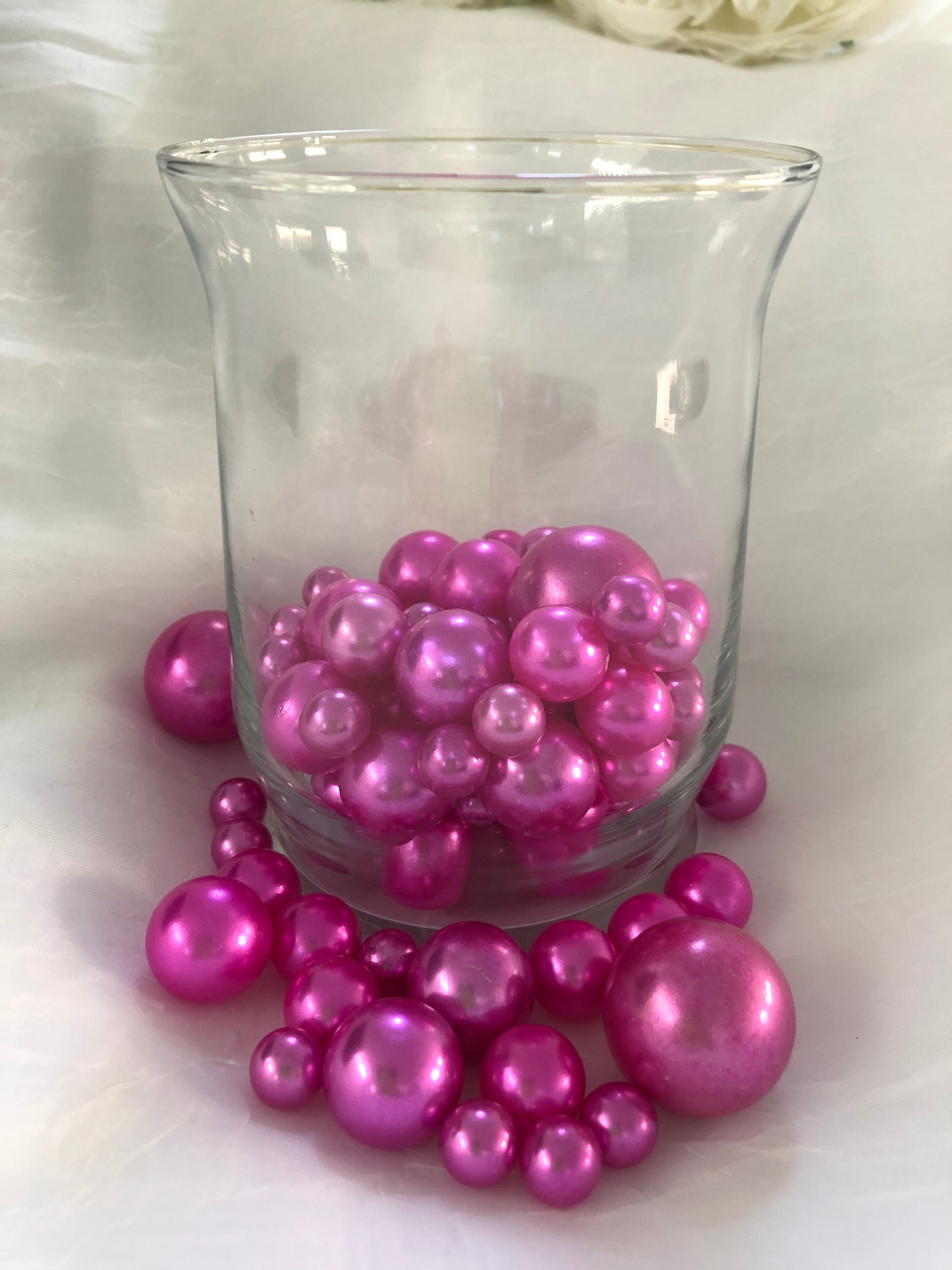 Magenta Pink Vase Filler Pearls, Floating Pearl Centerpiece, Table Confetti