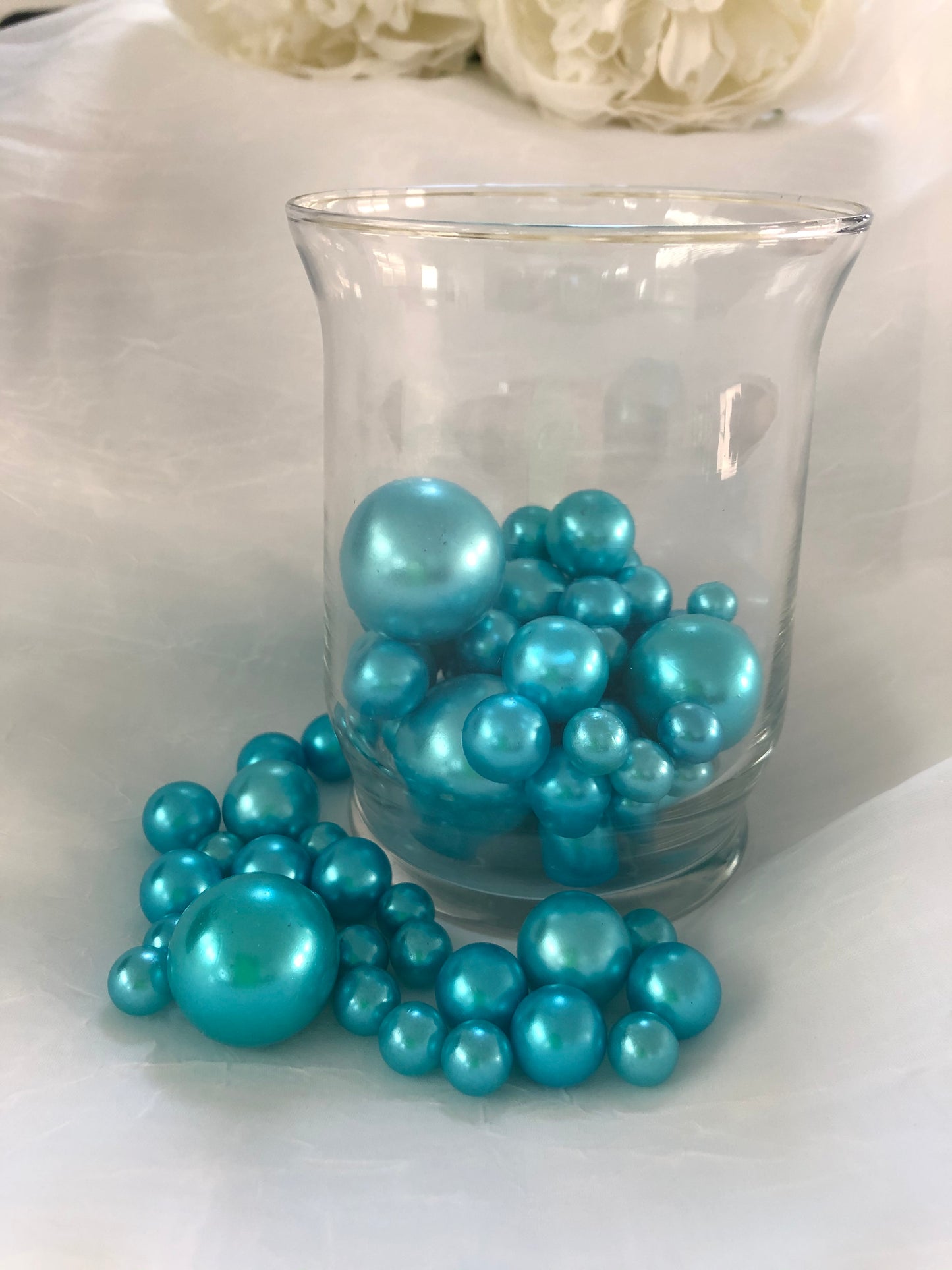 Turquoise Blue vase fillers, floating pearl centerpiece, table scatters