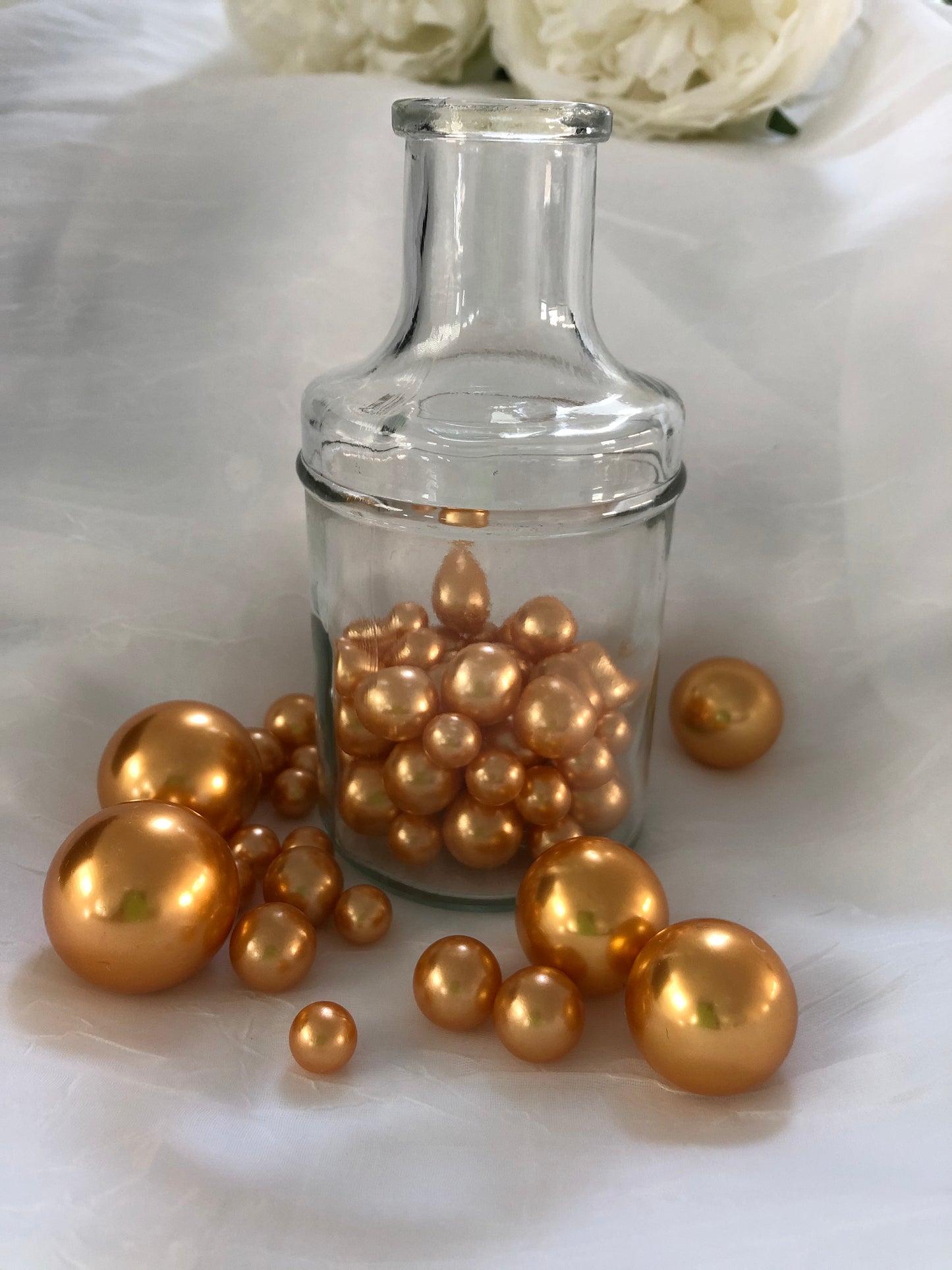 Gold Pearls Vase filler pearls, floating pearl decor, table confetti