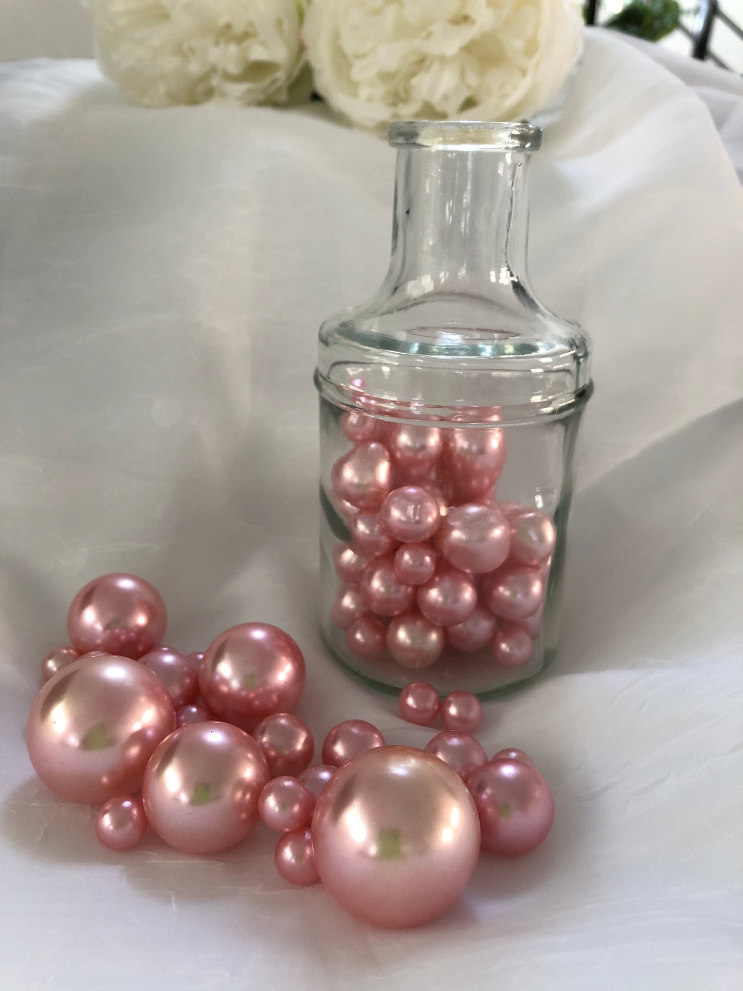 Pink Vase Filler Pearls, Table Decor Floating Pearl Centerpiece