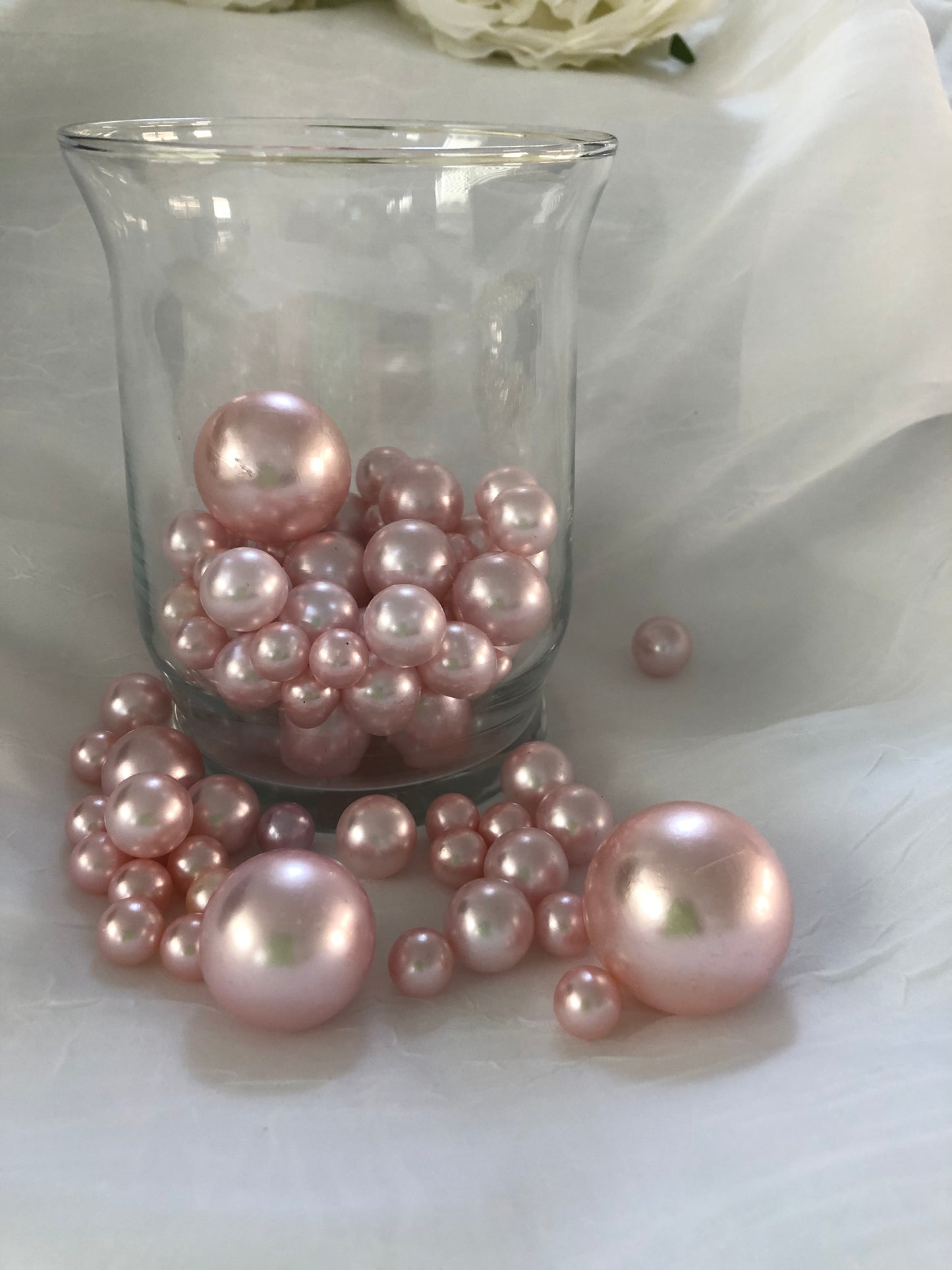 Light Pink Vase Filler Pearls, Floating Pearl Centerpiece, Table Scatters