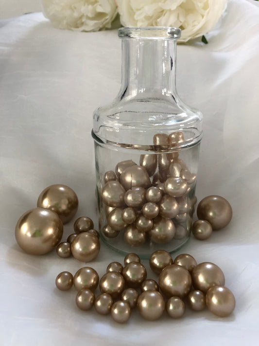 Champagne vase filler pearls, floating pearl centerpiece, table scatters