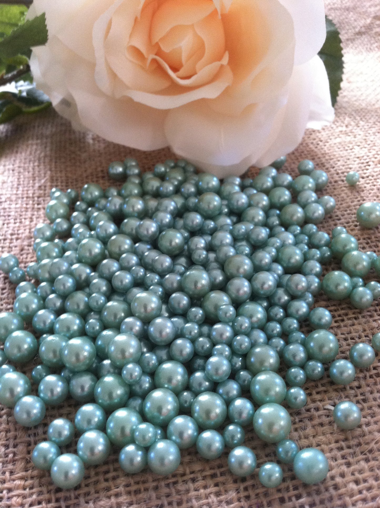 Seafoam Green Vase filler pearls, floating pearl centerpiece, table scatters