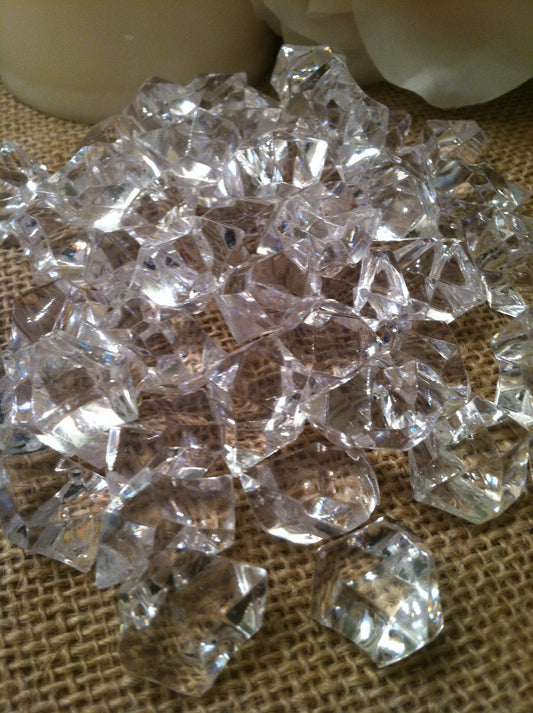 100pc Acrylic Diamond Ice Nuggets/Chips Table Scatter-23mm