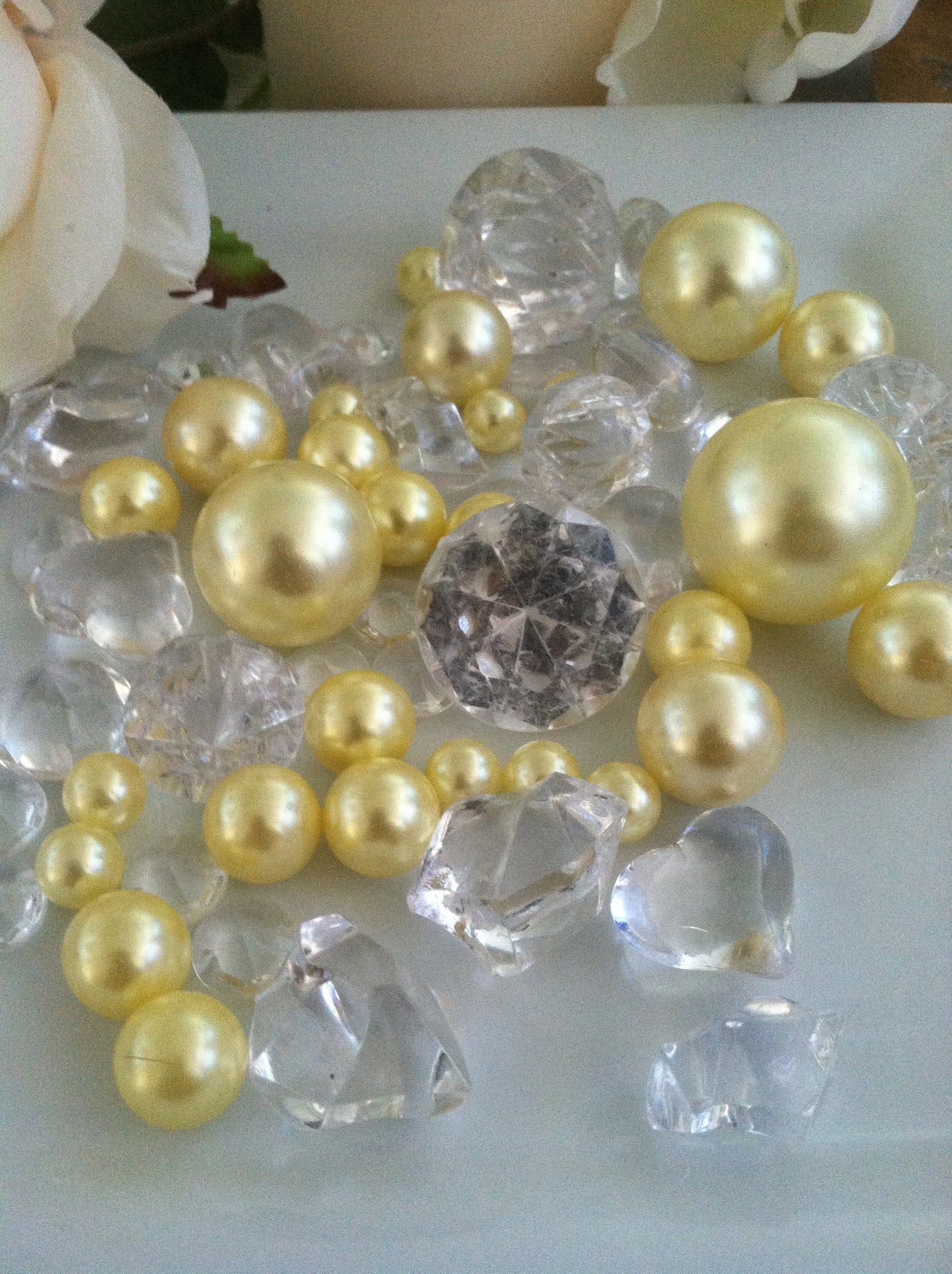 Vase Filler Diamonds, Pearls, Nuggets Gems For Table Scatters, Confetti