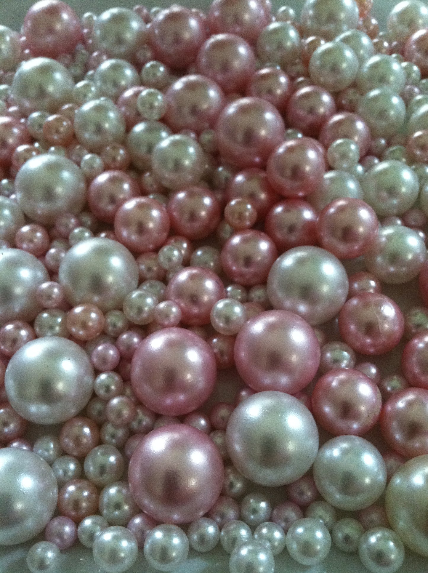 Light Pink And White Pearls No Holes Vase Fillers/Floating Pearl Centerpieces (375pc mix)