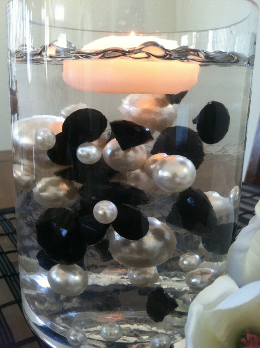 Floating Diamonds And Pearl Centerpiece, Vase Filler Gems, Table Scatters