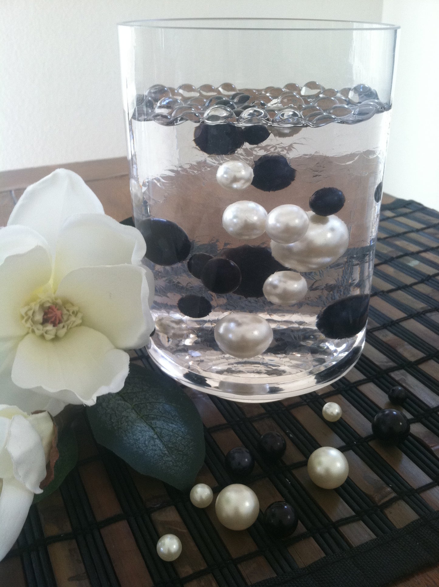 Black Vase filler pearls, floating pearl centerpiece, table scatters