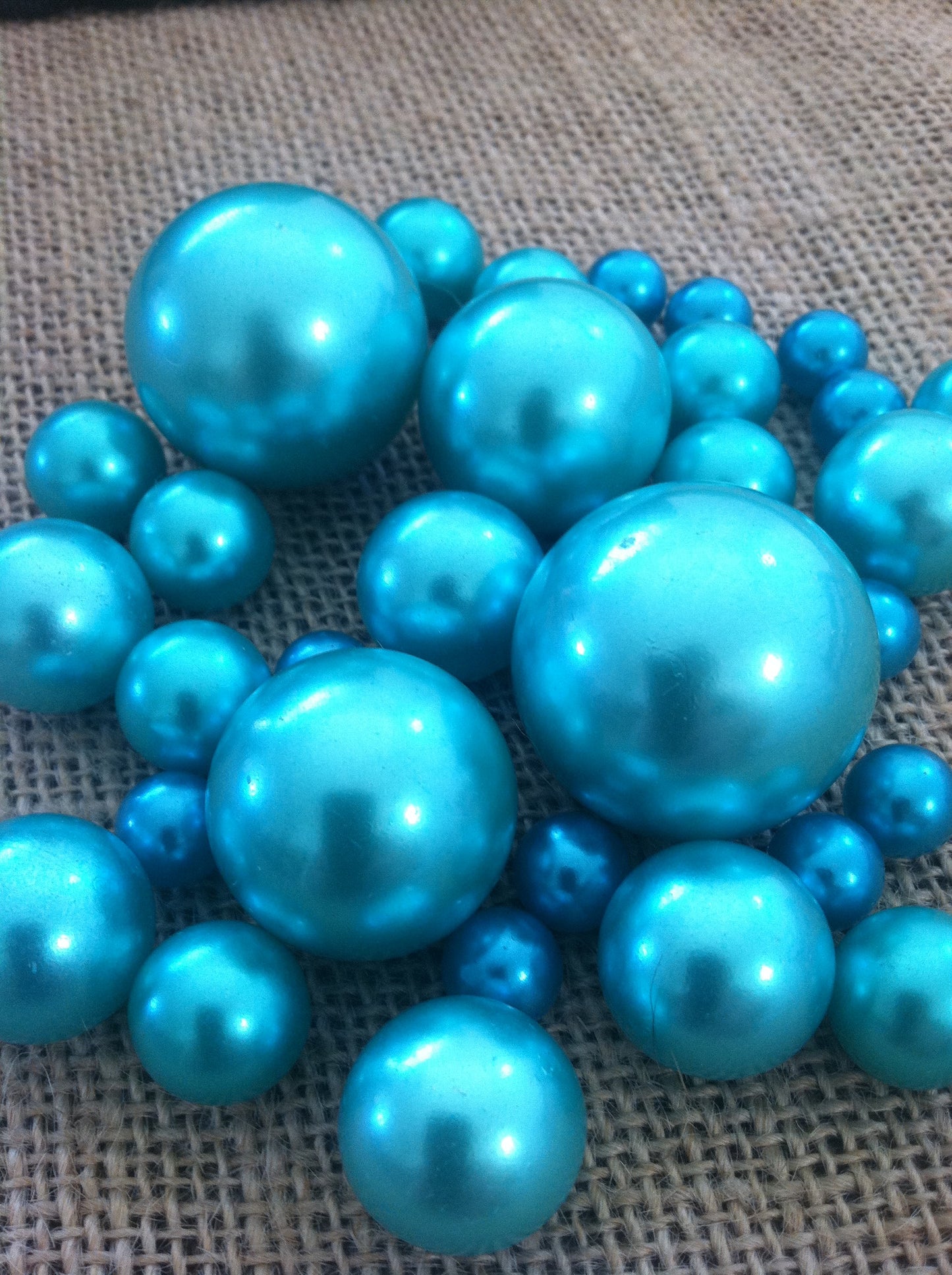 Teal Blue/Ivory Floating Pearls Centerpiece, Vase Fillers, Table Scatters