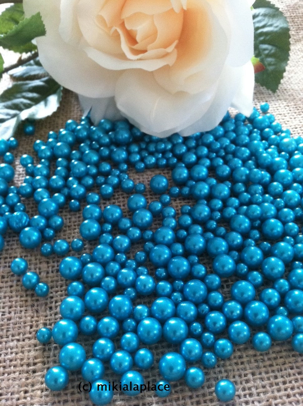 Turquoise Blue vase fillers, floating pearl centerpiece, table scatters