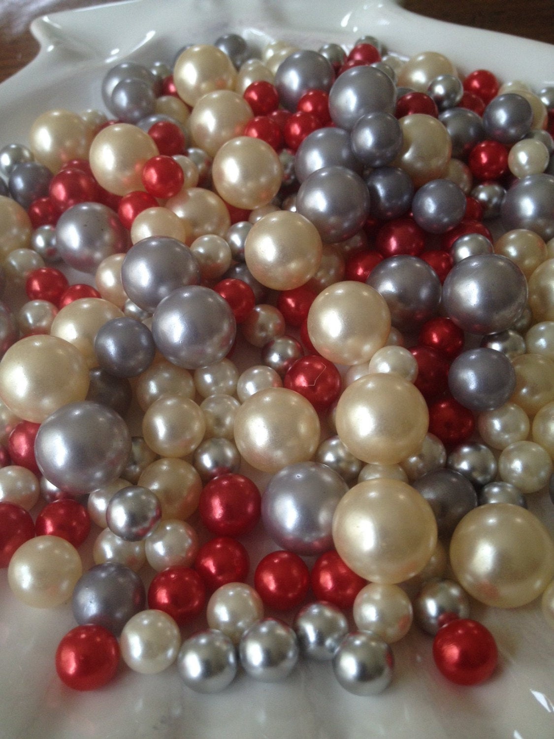 Christmas Holiday Vase Filler Pearls, Christmas Wedding Decor