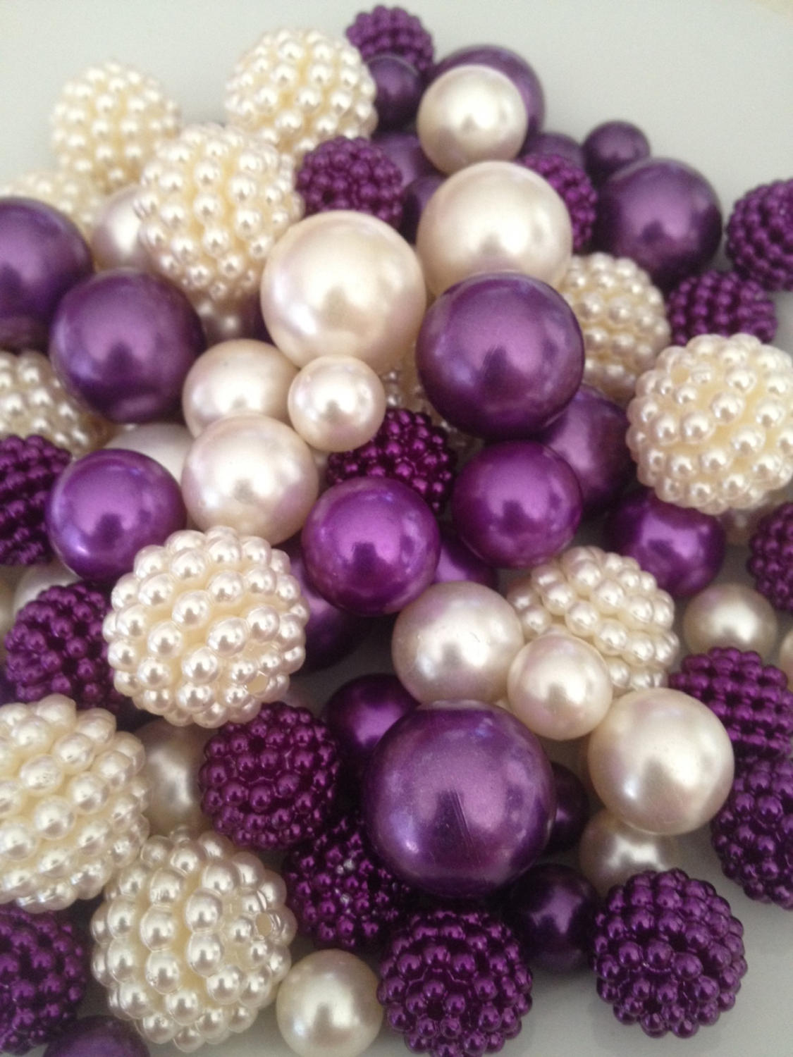 Purple and Ivory Berry Beads & Pearls For Decorating