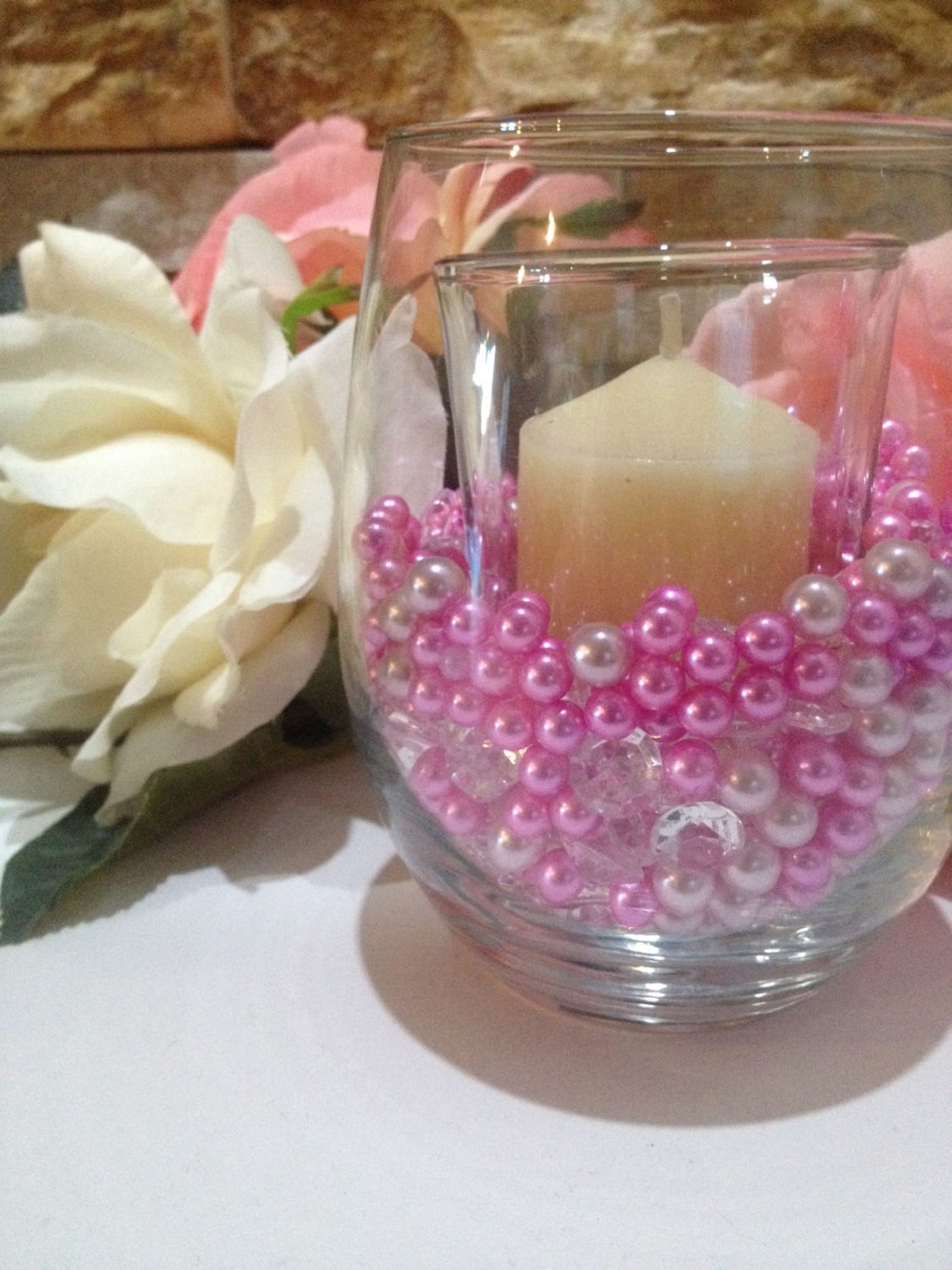 Pink/light Pink Pearls, Diamonds And Pearls Confetti 500pc Mix, For Candle Vase Fillers, Table Scatters, No Hole Pearls, Small Pearls