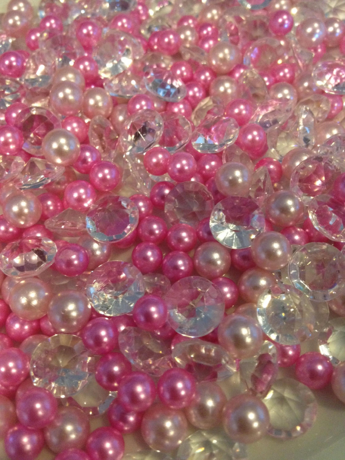 Pink/light Pink Pearls, Diamonds And Pearls Confetti 500pc Mix, For Candle Vase Fillers, Table Scatters, No Hole Pearls, Small Pearls