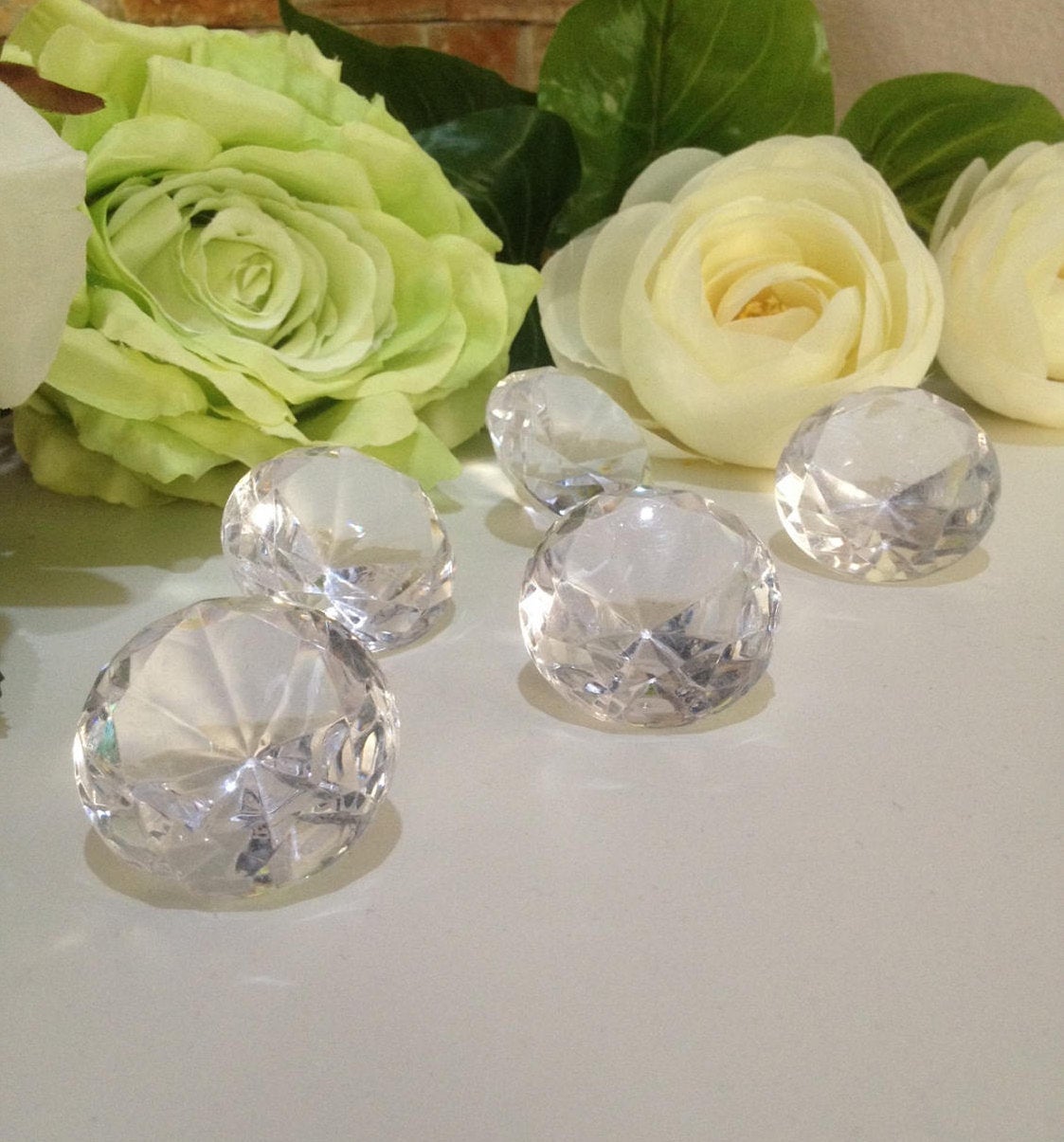 50 carats Jumbo Acrylic Diamond Gems 1 1/2" Diameter 5pc, Large Diamonds Table Scatters, Wedding Diamond Gems,