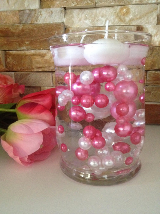 80pc Pink/White Floating Pearls Decors, Jumbo Pearls Vase Fillers, No Hole Pearls, Decorative Pearls, Pearls Confetti