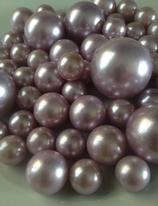 Lilac Jumbo Pearls No holes, Vase Filler Pearls (14-18-24-30mm) Floating Pearl Centerpiece