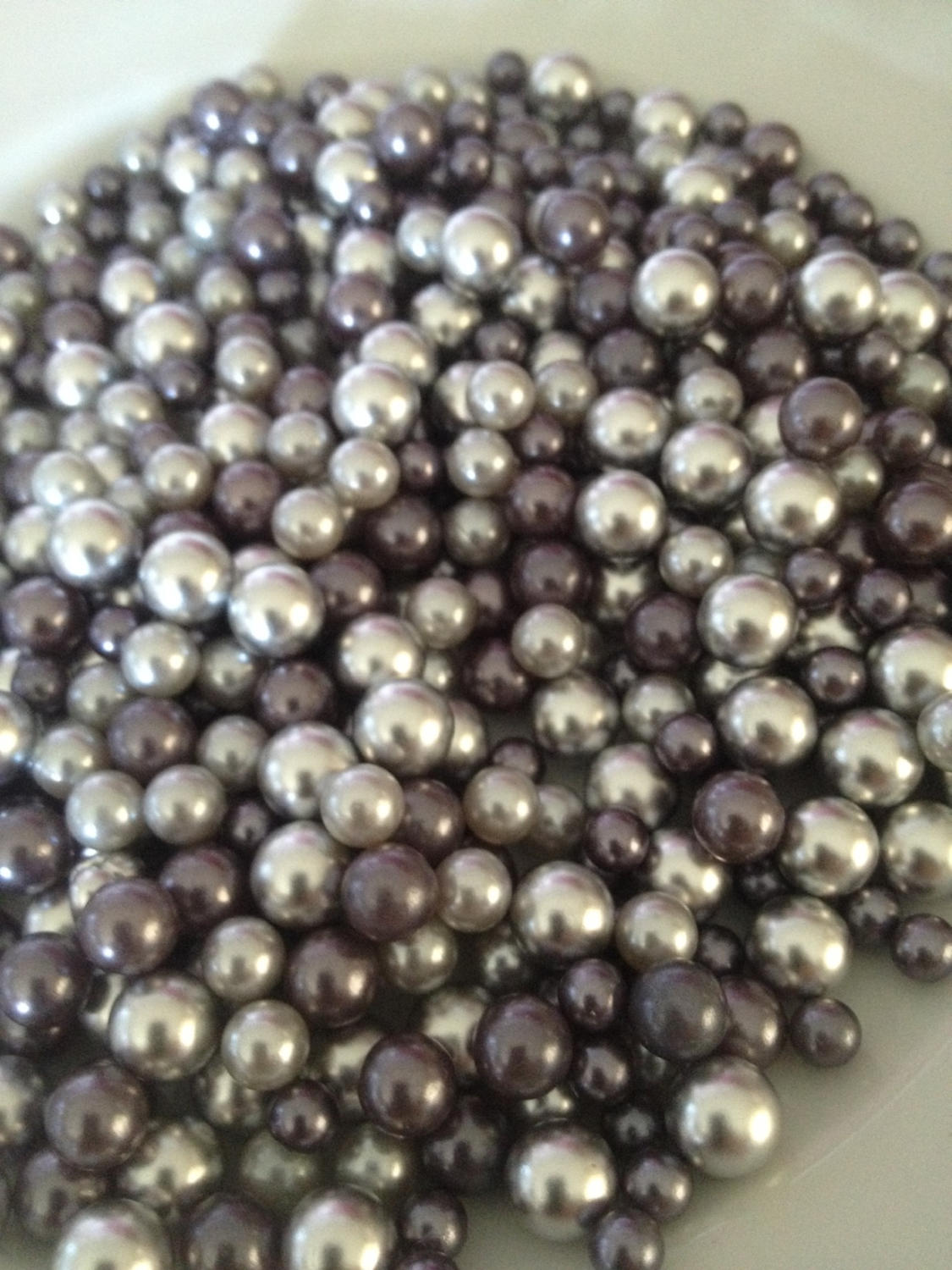 Gray/Silver Pearls 400pc For Candle Vase Fillers, Table Scatters, No Hole Pearls, Small Pearls