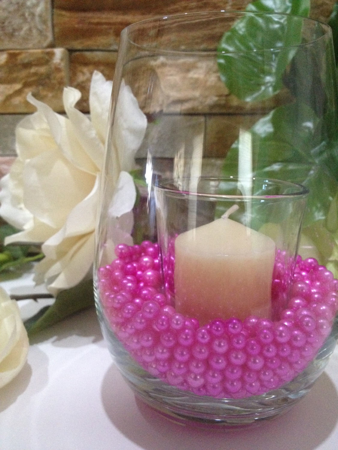 Magenta Pearls 400pc For Candle Vase Fillers, Table Scatters, No Hole Pearls, Small Pearls