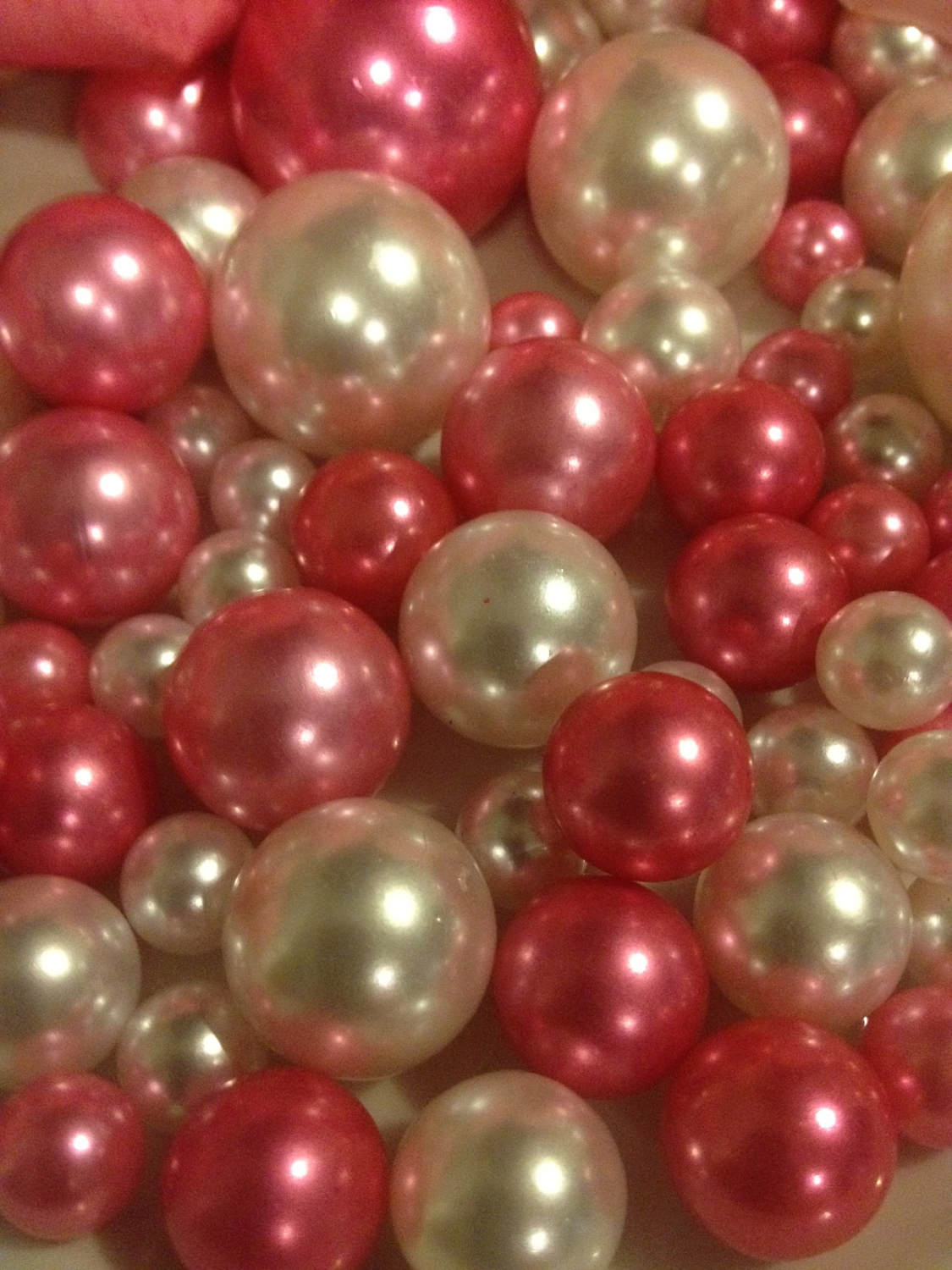 80pc Pink/White Floating Pearls Decors, Jumbo Pearls Vase Fillers, No Hole Pearls, Decorative Pearls, Pearls Confetti