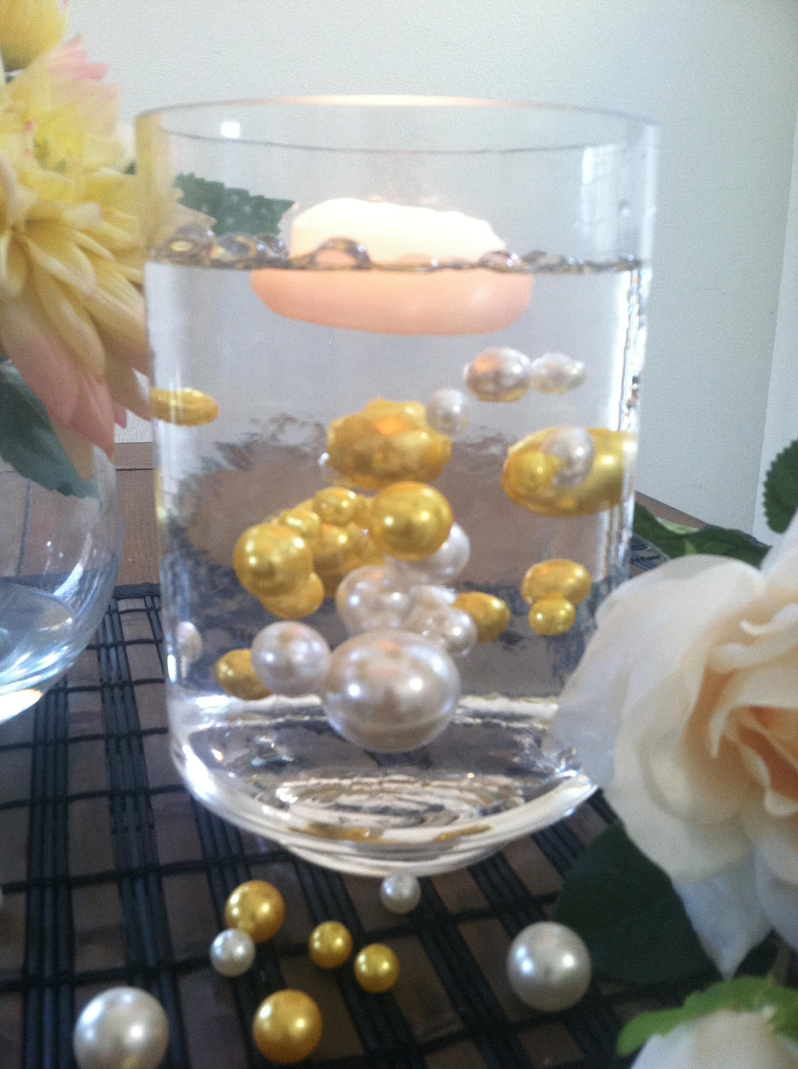 Gold Jumbo Pearls/Table Confetti mix sizes 5-6-7-8-9-10-14-18-14-18-24-30 For Wedding & Home Decors