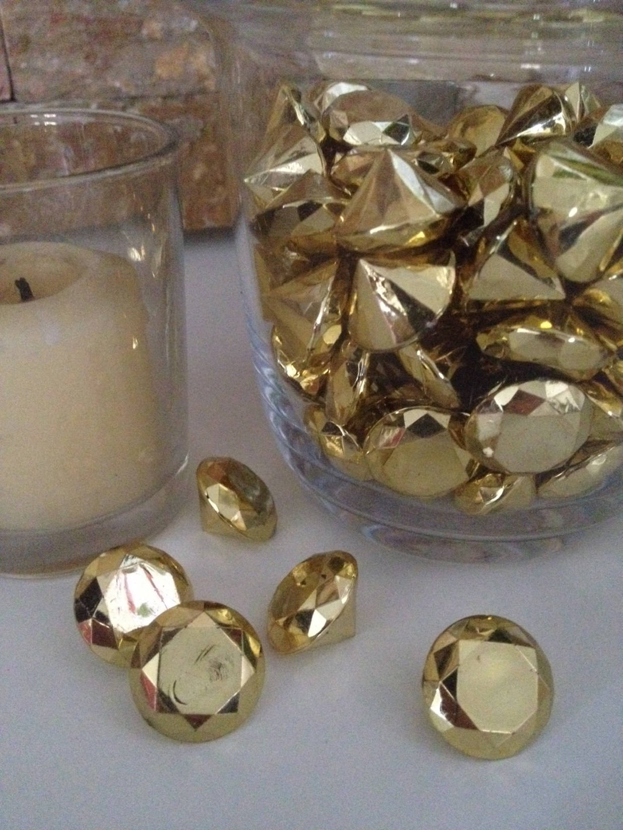 100 Gold Diamonds 19mm for Wedding Decoration Table Scatters