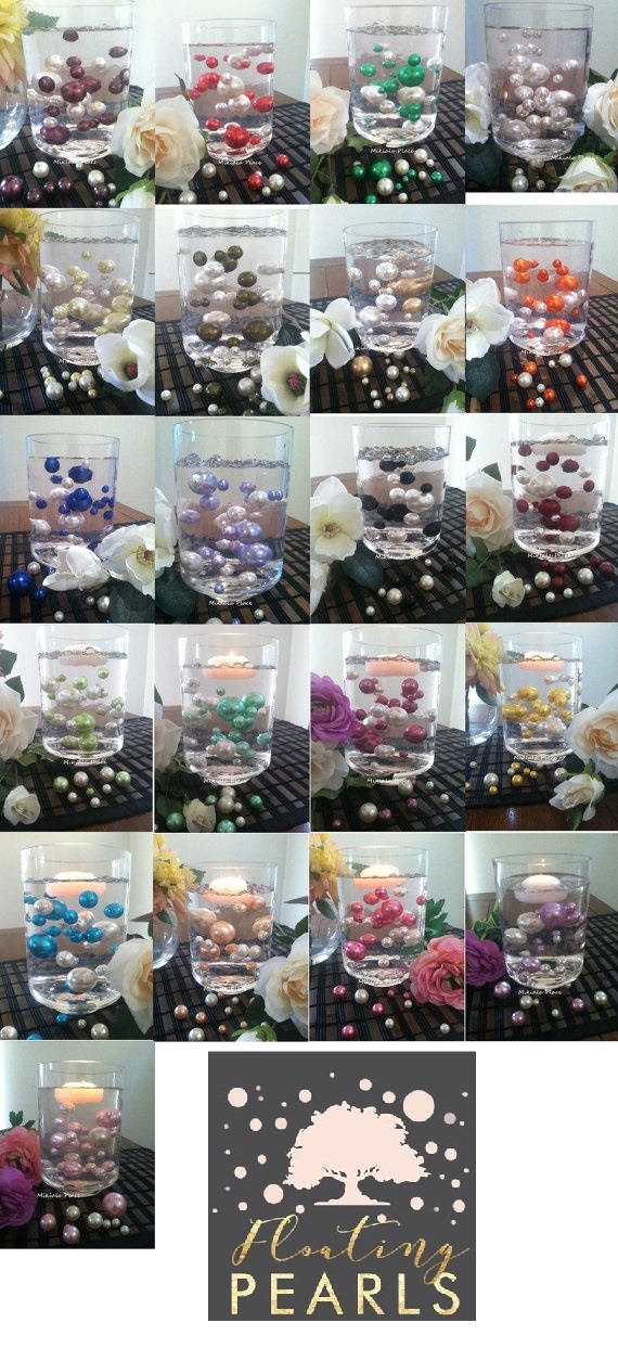 DIY Floating Pearls Wedding Centerpiece, Candleplate decor, Home Accents