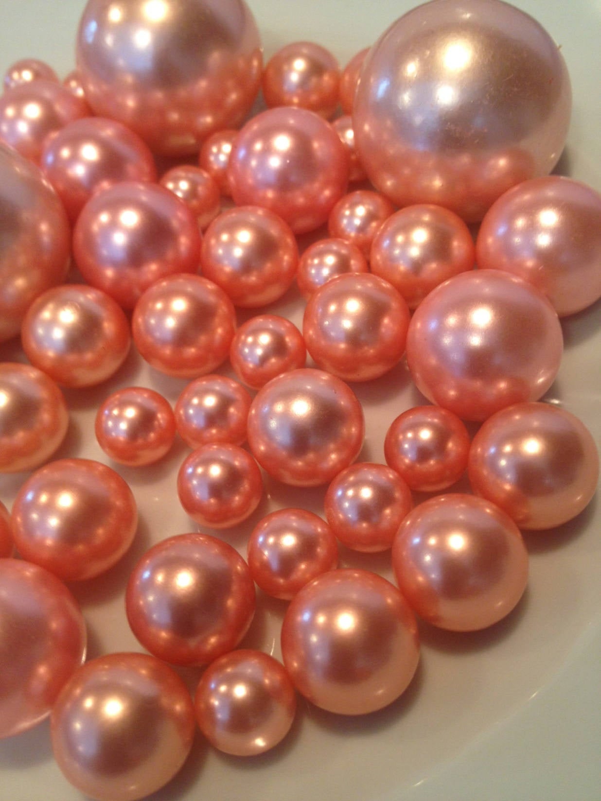 Coral Pink Pearls -80pc, Decorative Jumbo Pearls Vase Fillers Table Scatters, Floating Pearl Centerpiece, No Hole Pearls