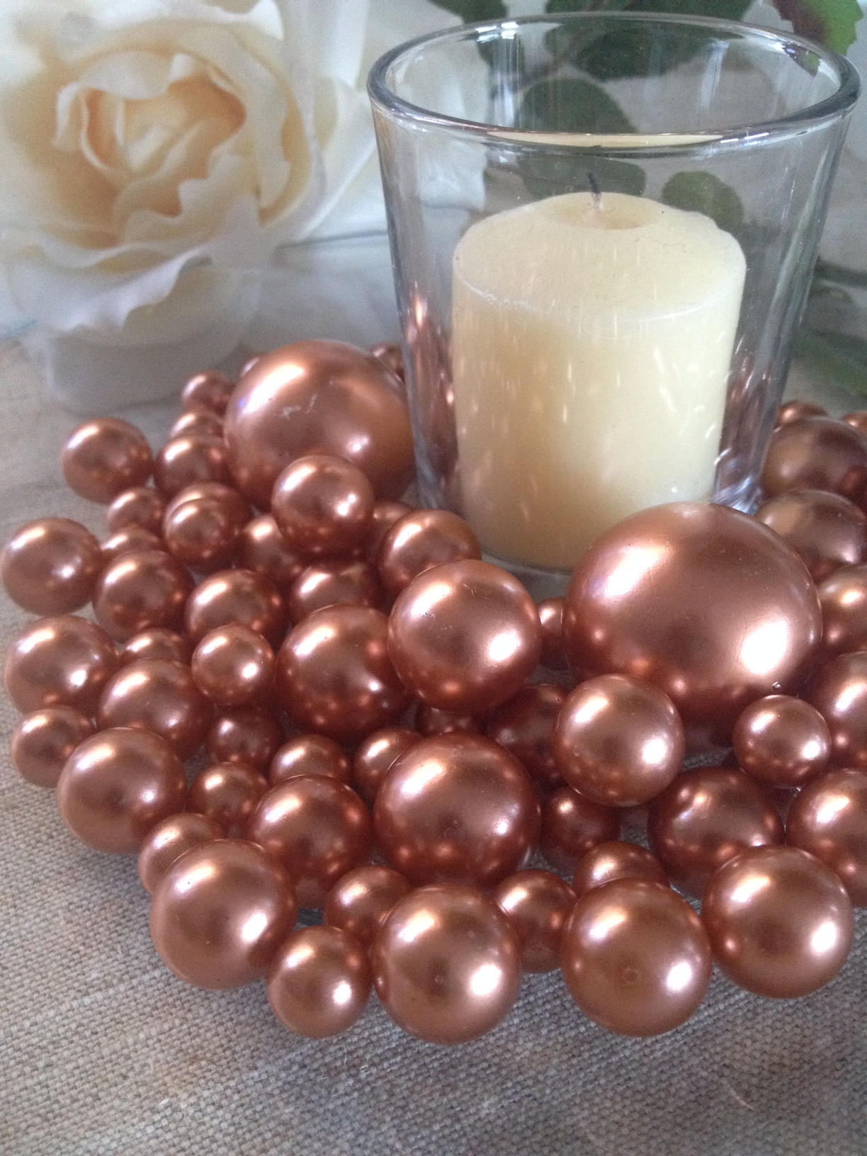 Burnt Copper Orange Decorative Jumbo Pearls (no hole pearls) - Floating Pearls Centerpieces, Table Decors, Scatters