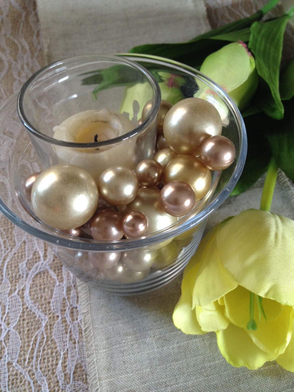 Champagne Bronze Copper Pearls Perfect For Vintage Pearl Table Scatters, Vase Fillers