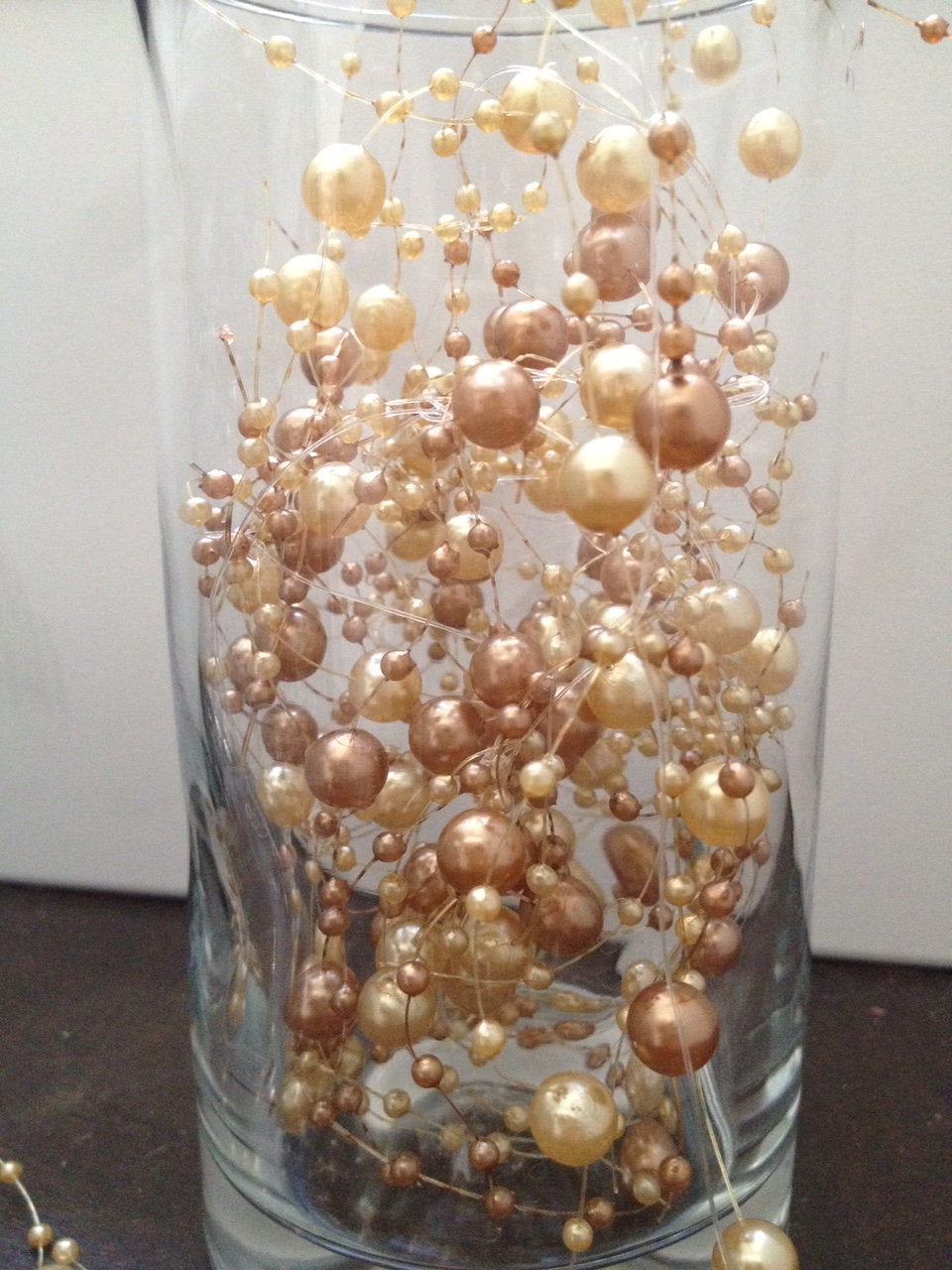 Champagne/Gold Pearl Beaded Garland, Beaded Pearl Garland 5ft - Great for candle wreaths, add water to make floating pearl garland