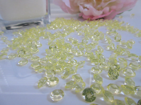 6mm Lemon Yellow Acrylic Diamond Table Scatters, Diamond Confetti, 1000/pk Perfect way to add sparkles to table, Vase Fillers,