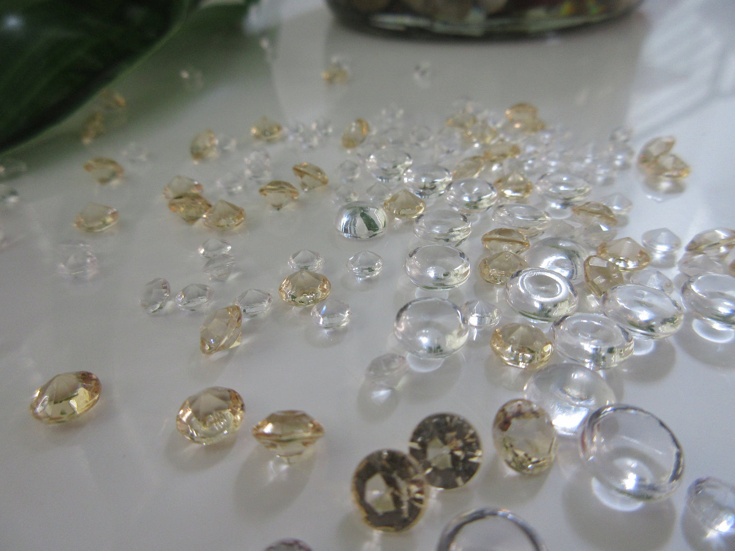 3000 Mixed Size Champagne/Clear Acrylic Diamond Gems, Raindrop beads Table Vase Fillers Scatters(4.5mm, 6mm, 7mm)