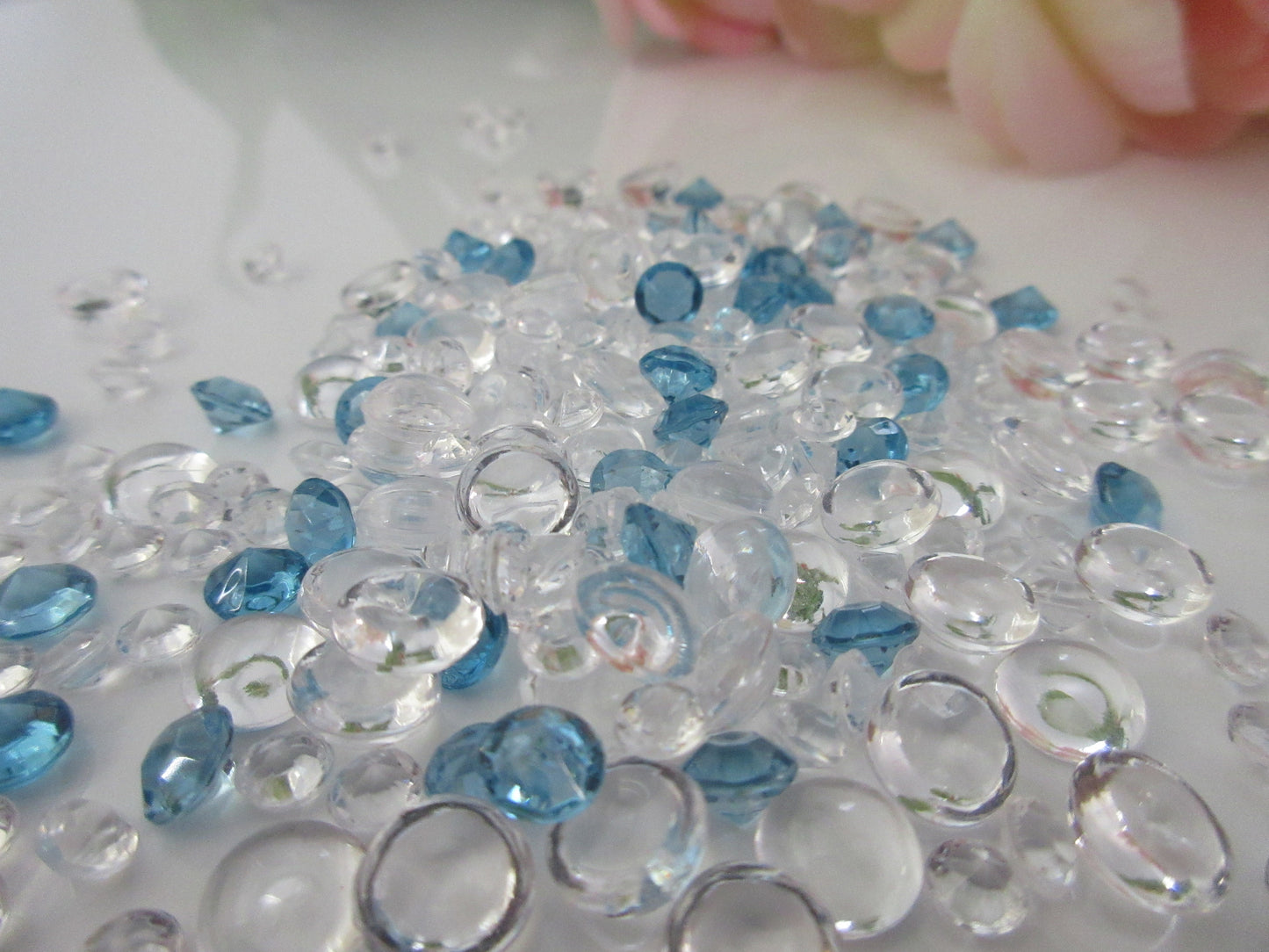 3000 Mixed Size Acrylic Diamond Gems, Raindrop beads Vase Fillers Table Scatters, Table Confetti (4.5mm, 6mm, 7mm)