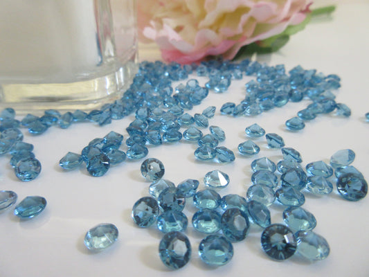 6mm Teal Blue Acrylic Diamond 1000/pk Table Confetti Scatters, Perfect way to add sparkles to table, Vases Great For Wedding decors