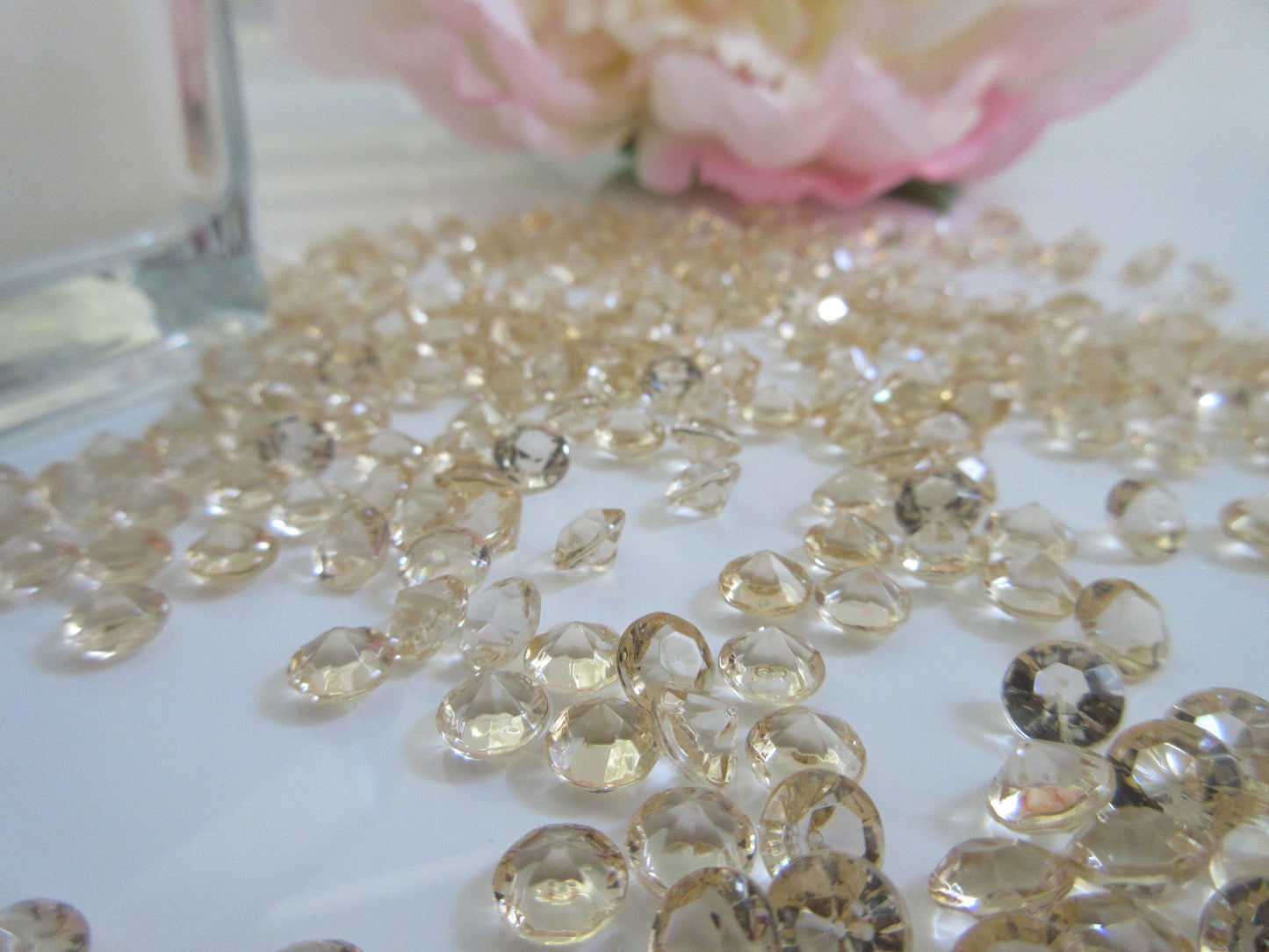 6mm/1000/pk Champagne Acrylic mond Table Scatters, Diamond Confetti, Perfect way to add sparkles to table, Vase Fillers,