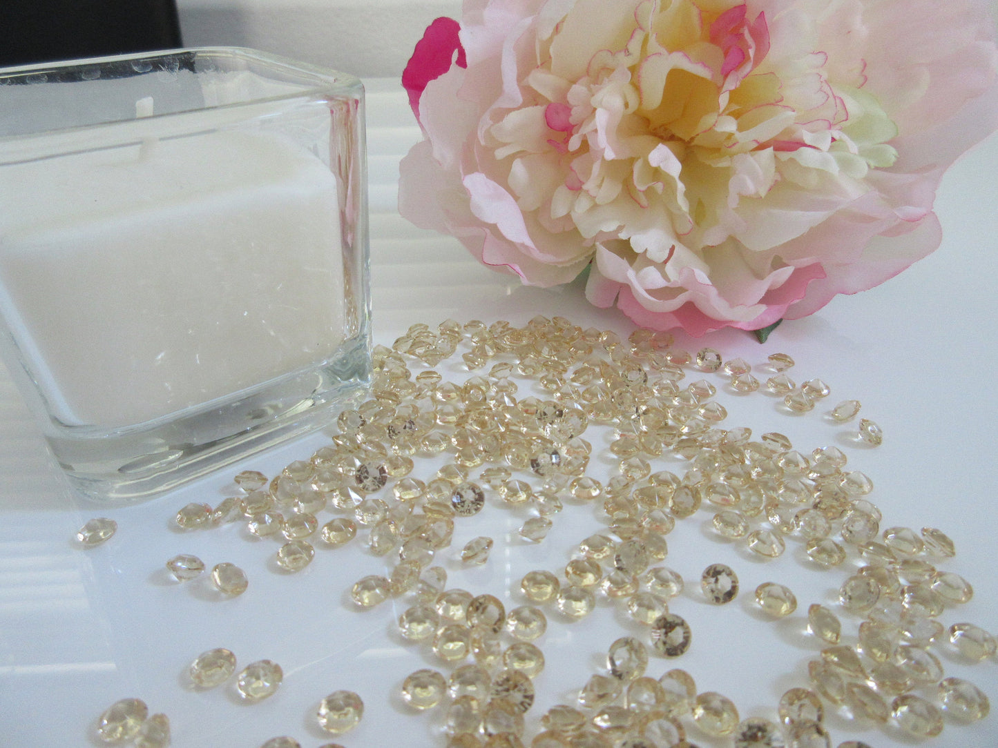 6mm/1000/pk Champagne Acrylic mond Table Scatters, Diamond Confetti, Perfect way to add sparkles to table, Vase Fillers,