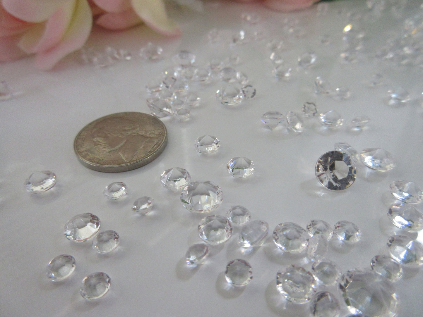 Clear Acrylic Diamond Gems, Raindrop beads Vase Fillers Table Scatters 3000/Pk Mixed Size (4.5mm, 6mm, 8mm)