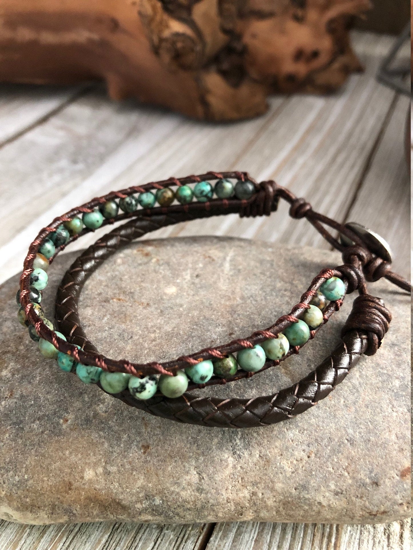 Jasper Beaded Leather Bracelets, Boho leather wrap bracelet, Good Luck bracelet, Mandala bracelet, Meditation bracelet