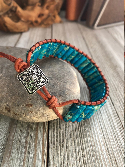 Chakra Leather Bracelet,  Crystal Healing Jewelery, Yoga bracelet, Mandala bracelet, Meditation charm, Chakra Bracelet, Buddha Bracelet