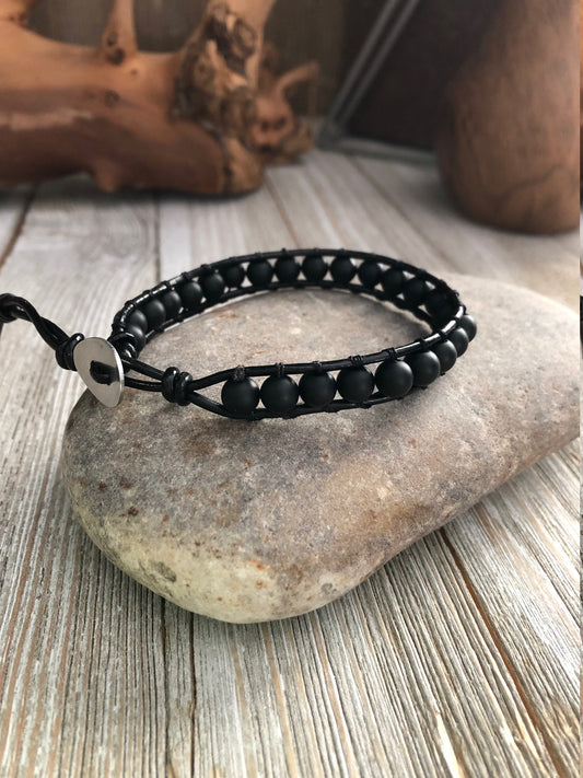 Black Onyx Chakra Bracelets, Bridesmaid Chakra Gift Crystal Healing Jewelery, Good Luck bracelet, Mandala bracelet, Meditation bracelet