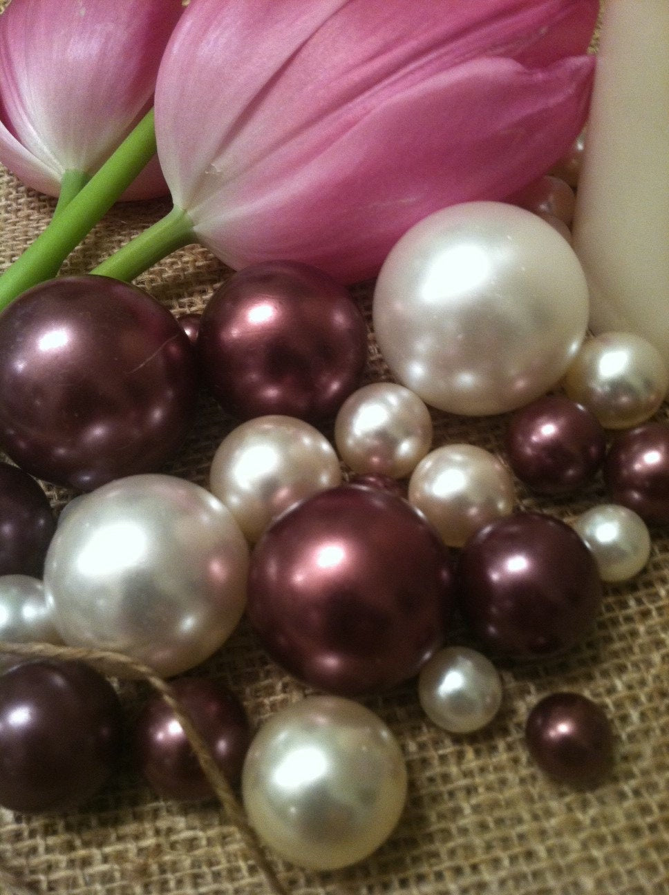 Jumbo Floating Pearls, Vase Filler Ivory/Chocolate Brown Pearls Mix Size For Birthday Celebration,  Wedding Centerpiece