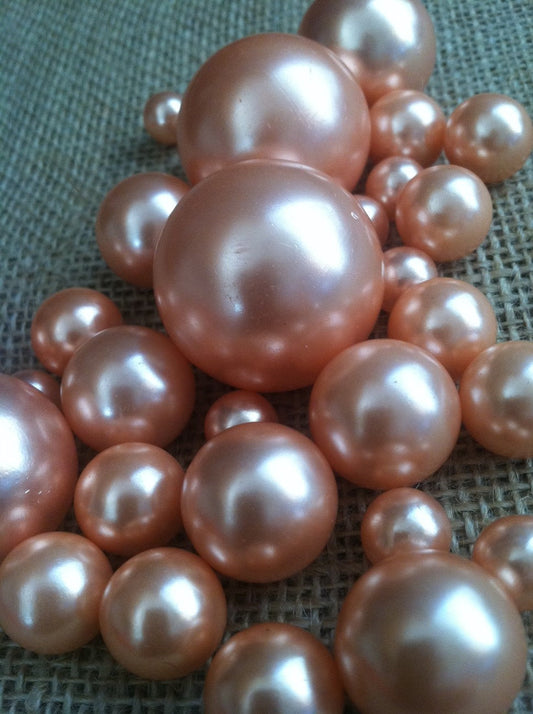 Light Coral-Peach Jumbo Pearls (8-10-14-18-24-30mm) for vase fillers/wedding - Pick your size.